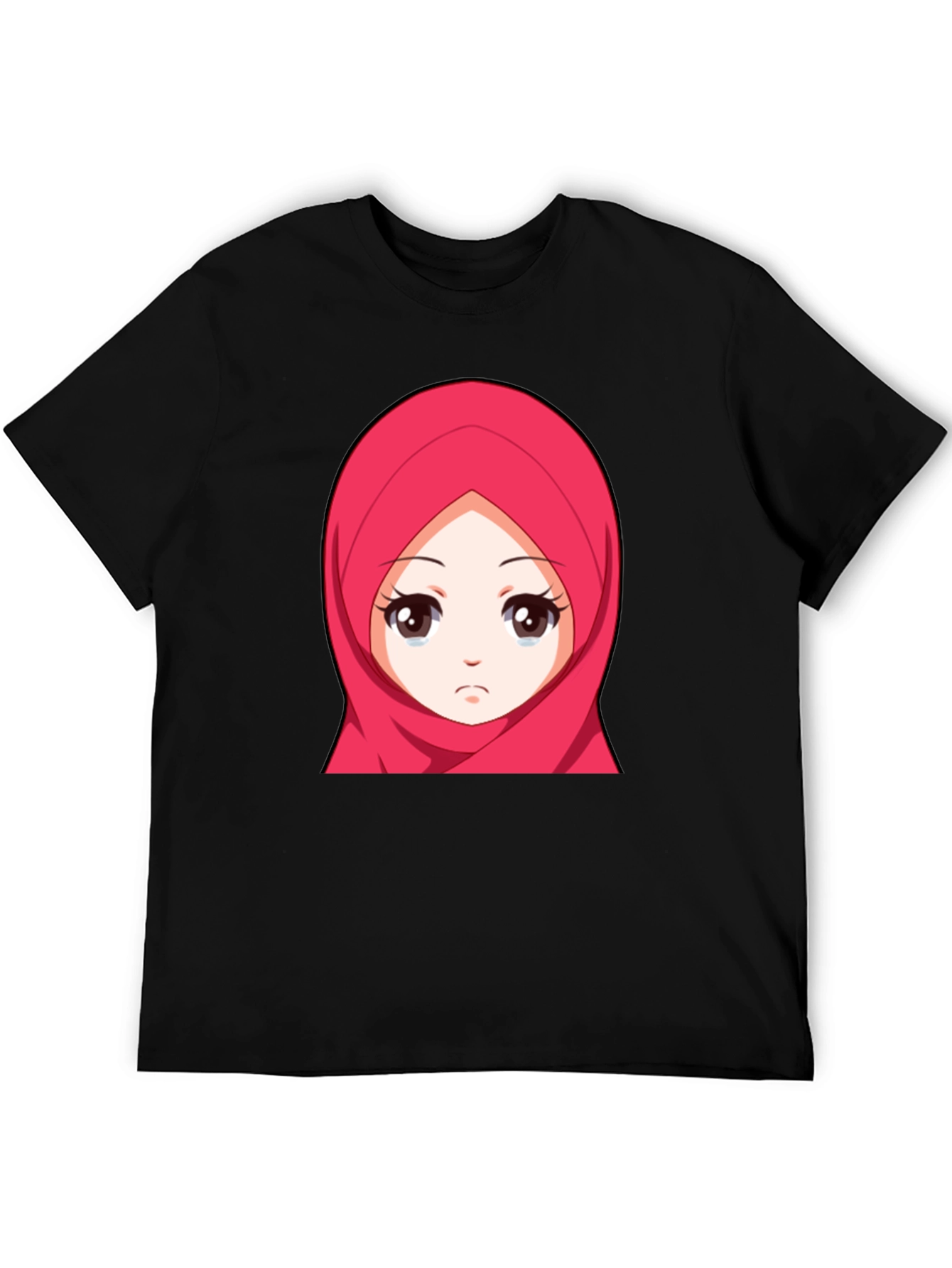 Anime Girl Hijab Graphic Black T-Shirt