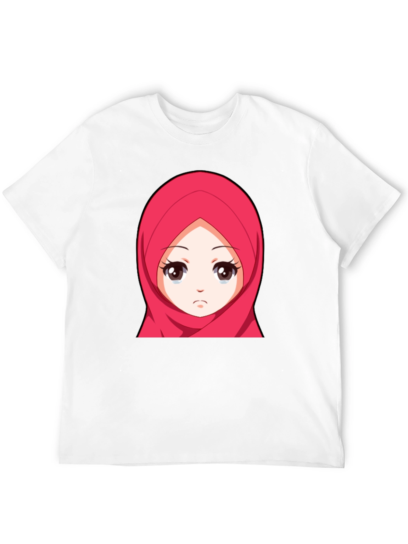 Anime Girl Hijab Graphic Black T-Shirt