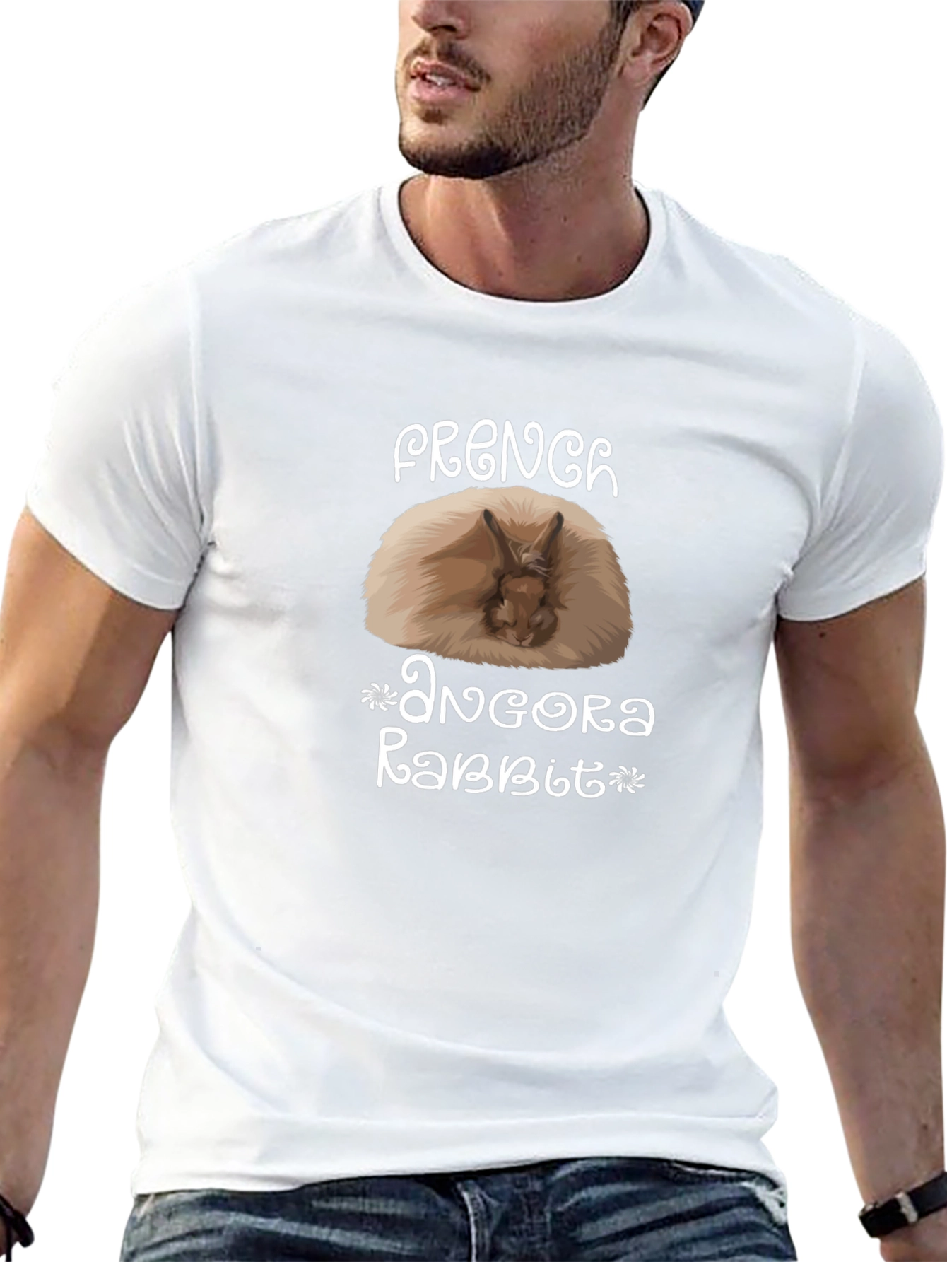 French Angora Rabbit Graphic T-Shirt - Black