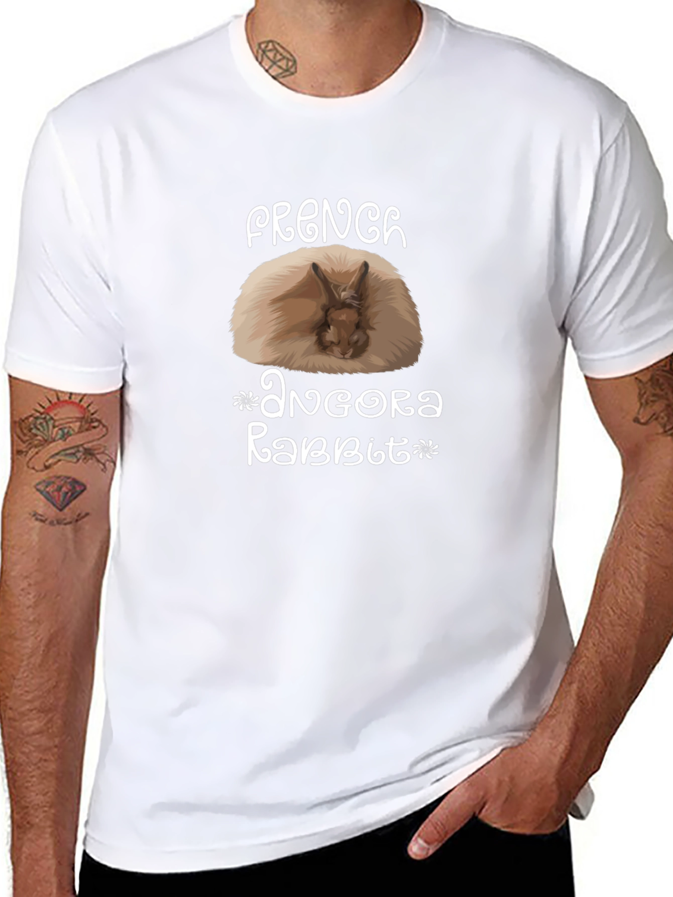 French Angora Rabbit Graphic T-Shirt - Black