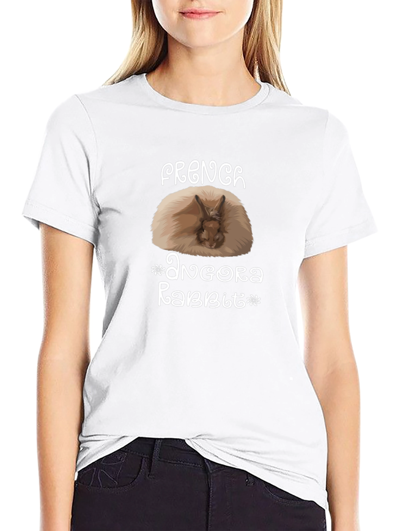French Angora Rabbit Graphic T-Shirt - Black
