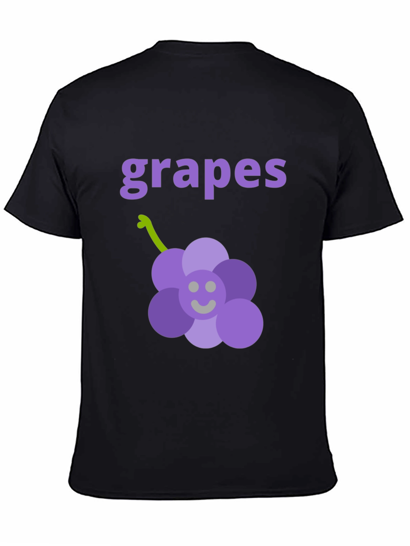 Cute Grapes Graphic Black T-Shirt