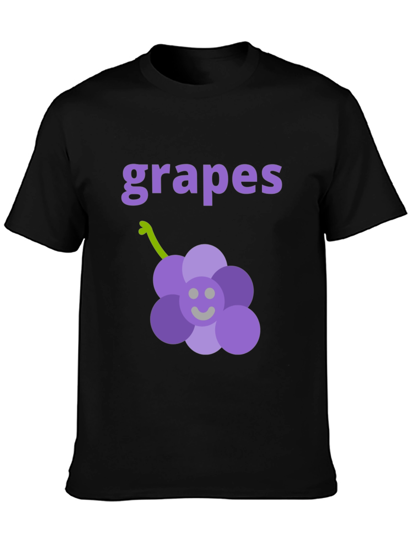 Cute Grapes Graphic Black T-Shirt