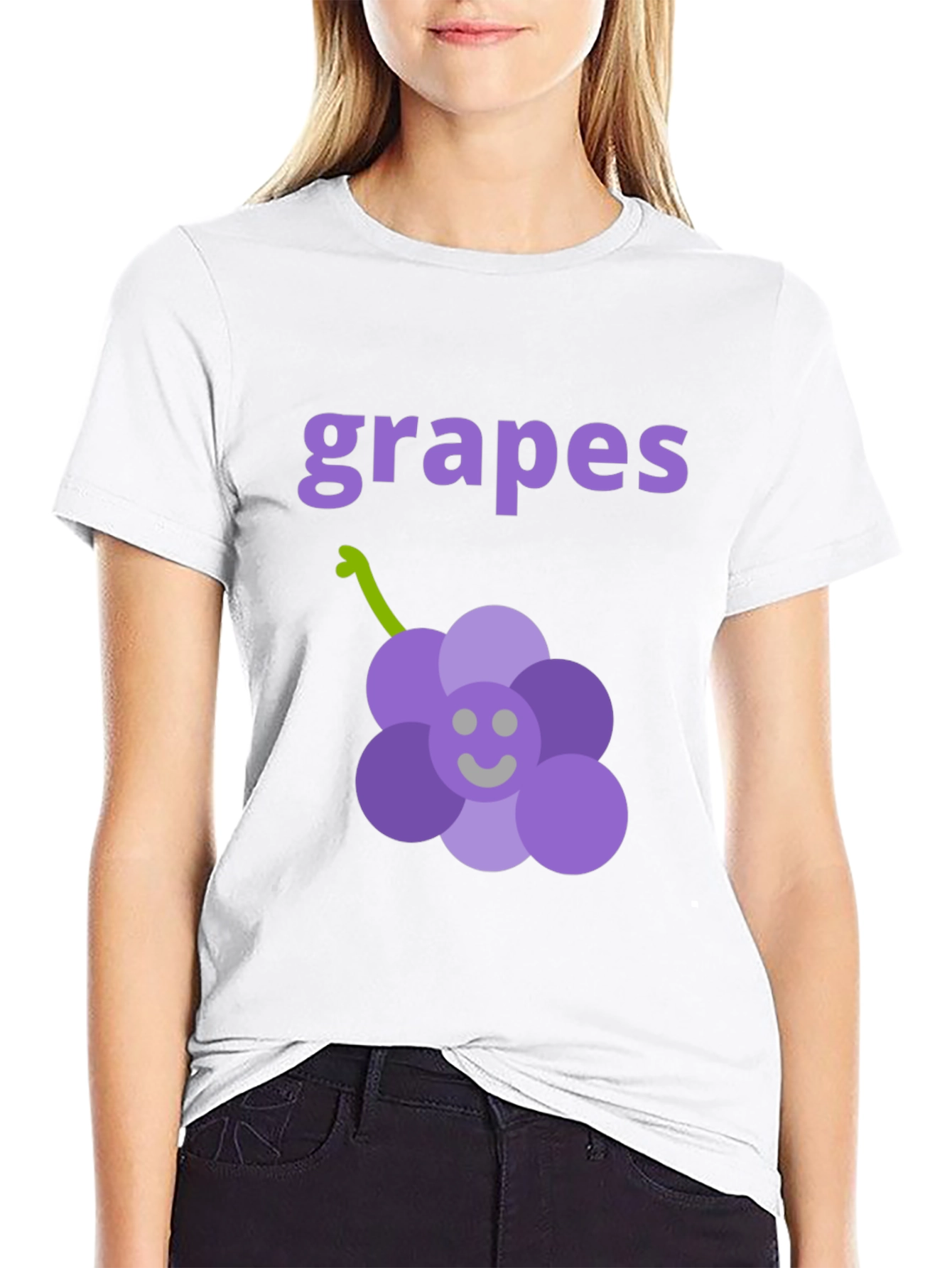 Cute Grapes Graphic Black T-Shirt