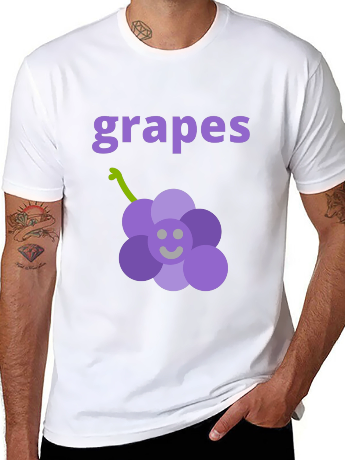 Cute Grapes Graphic Black T-Shirt