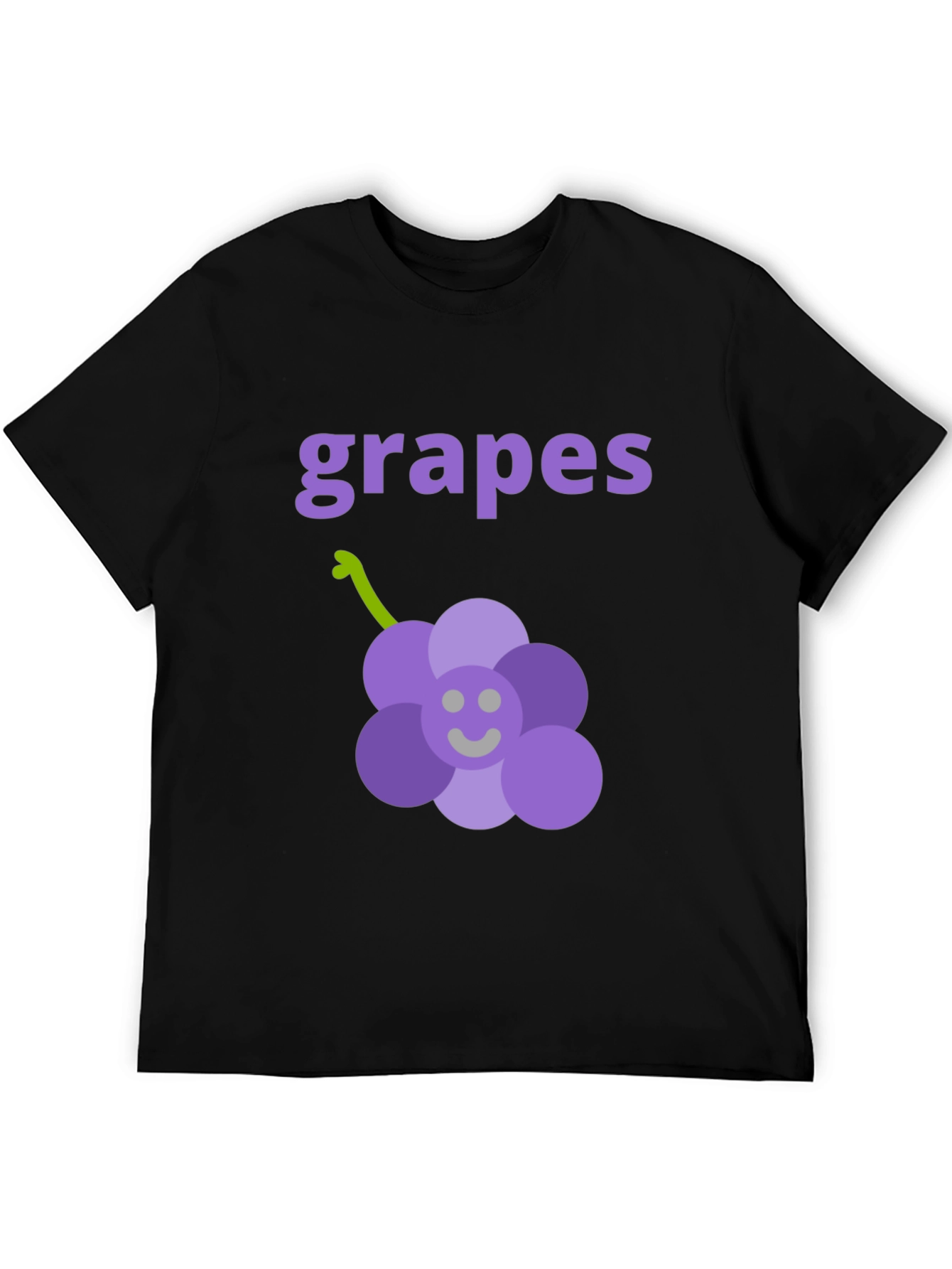 Cute Grapes Graphic Black T-Shirt