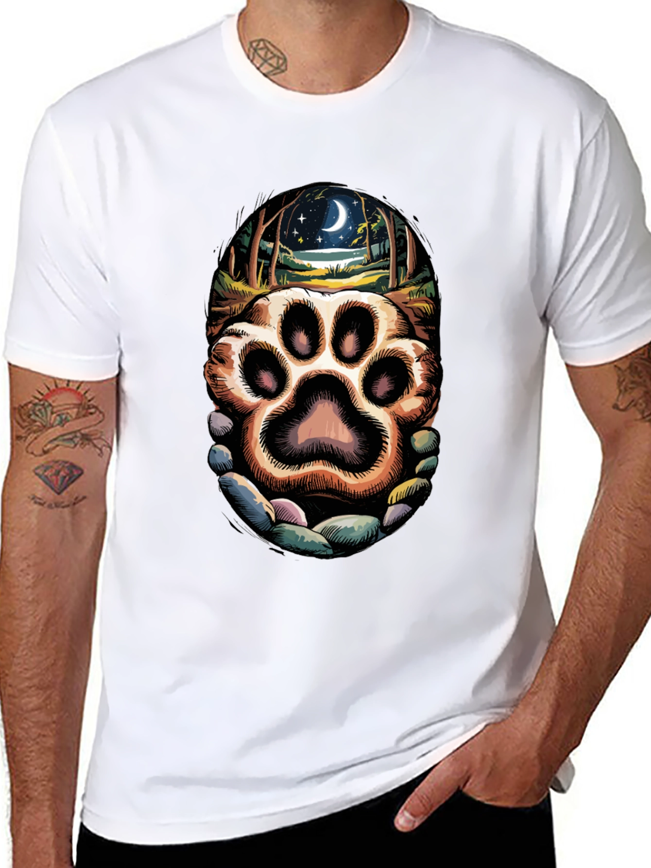 Paw Print Moonlit Forest Graphic Tee