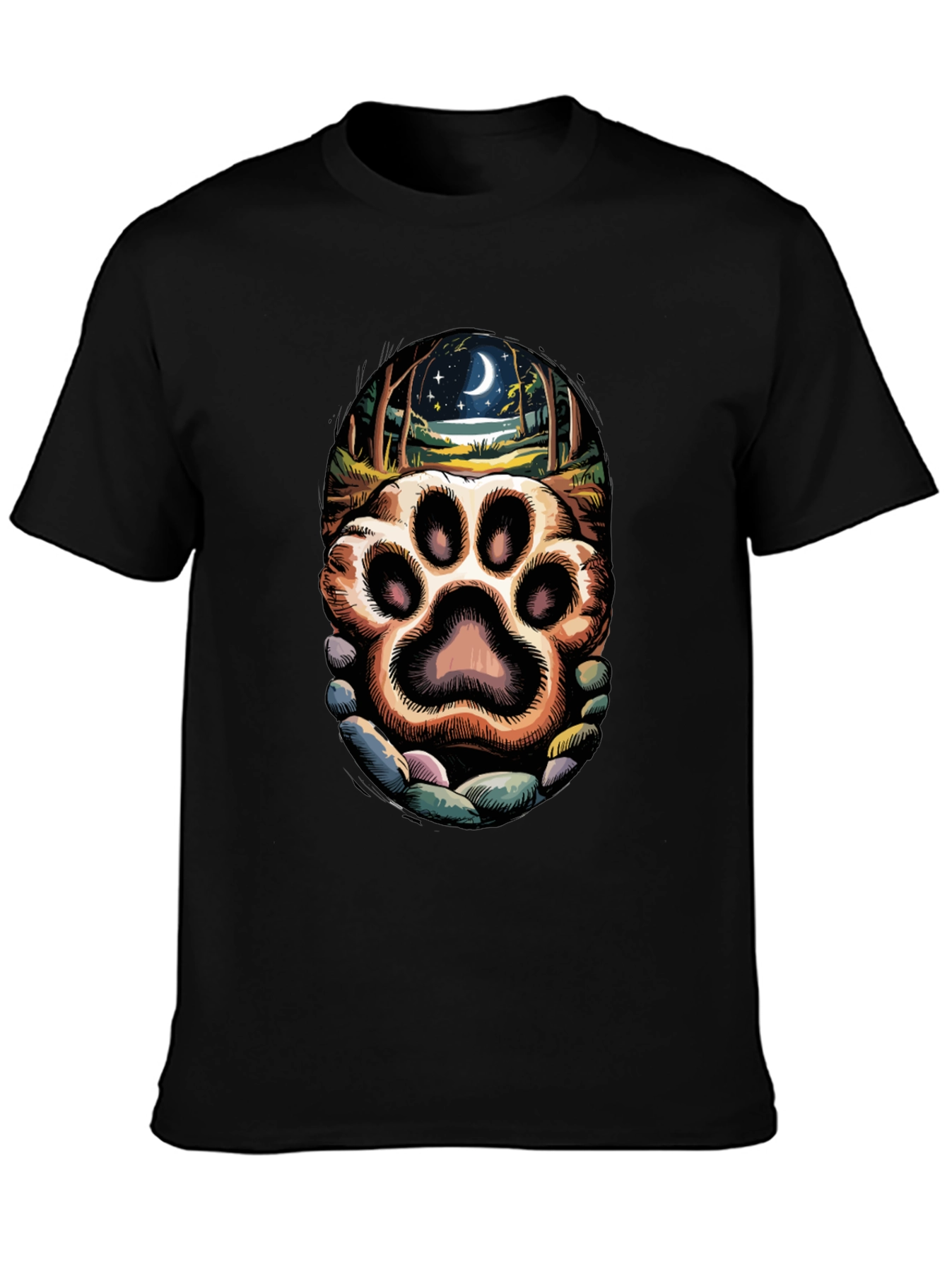 Paw Print Moonlit Forest Graphic Tee