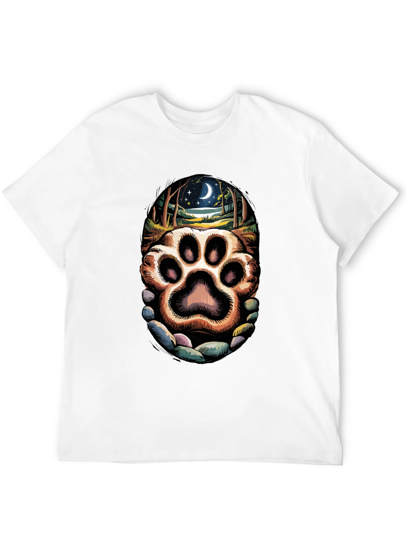 Paw Print Moonlit Forest Graphic Tee