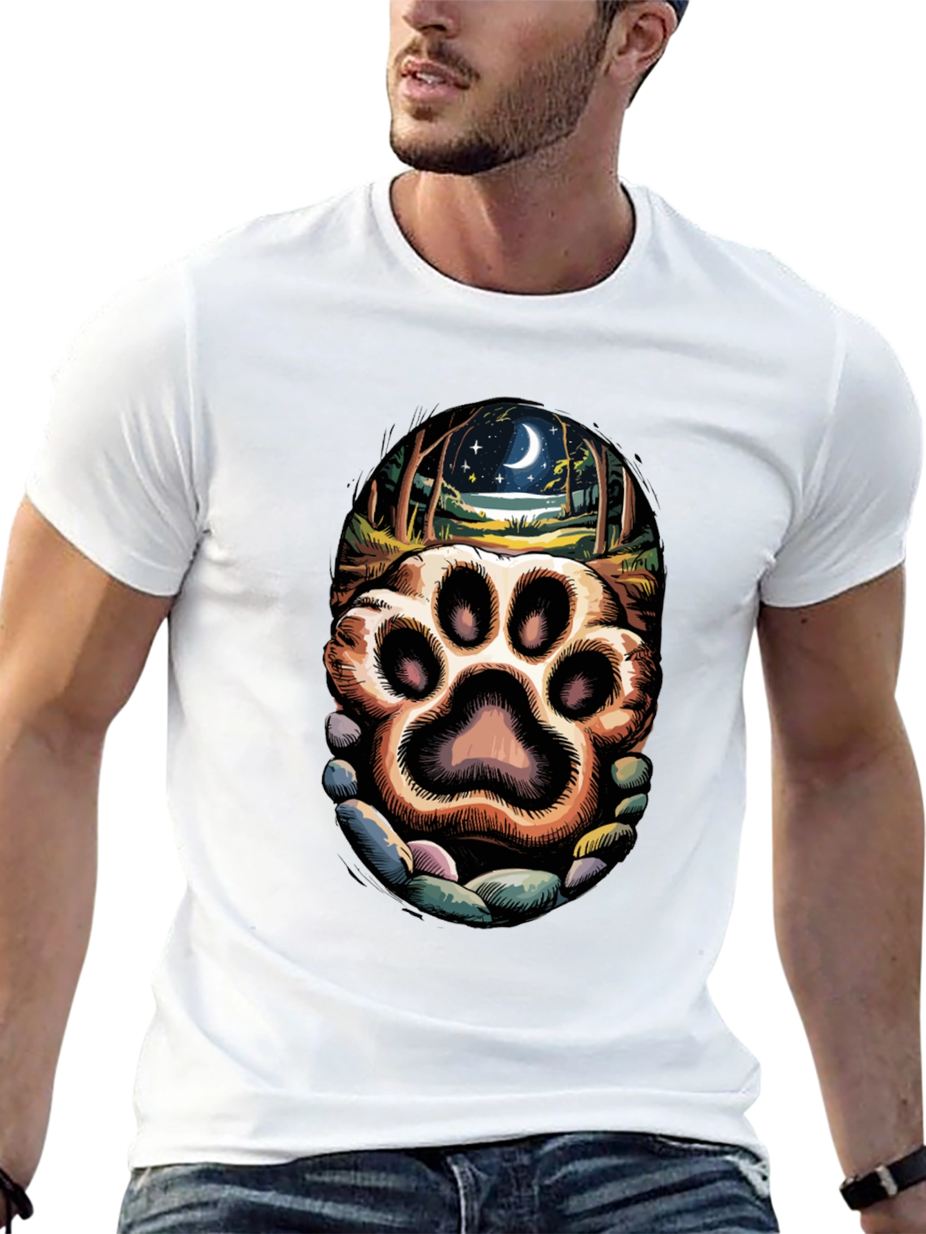 Paw Print Moonlit Forest Graphic Tee
