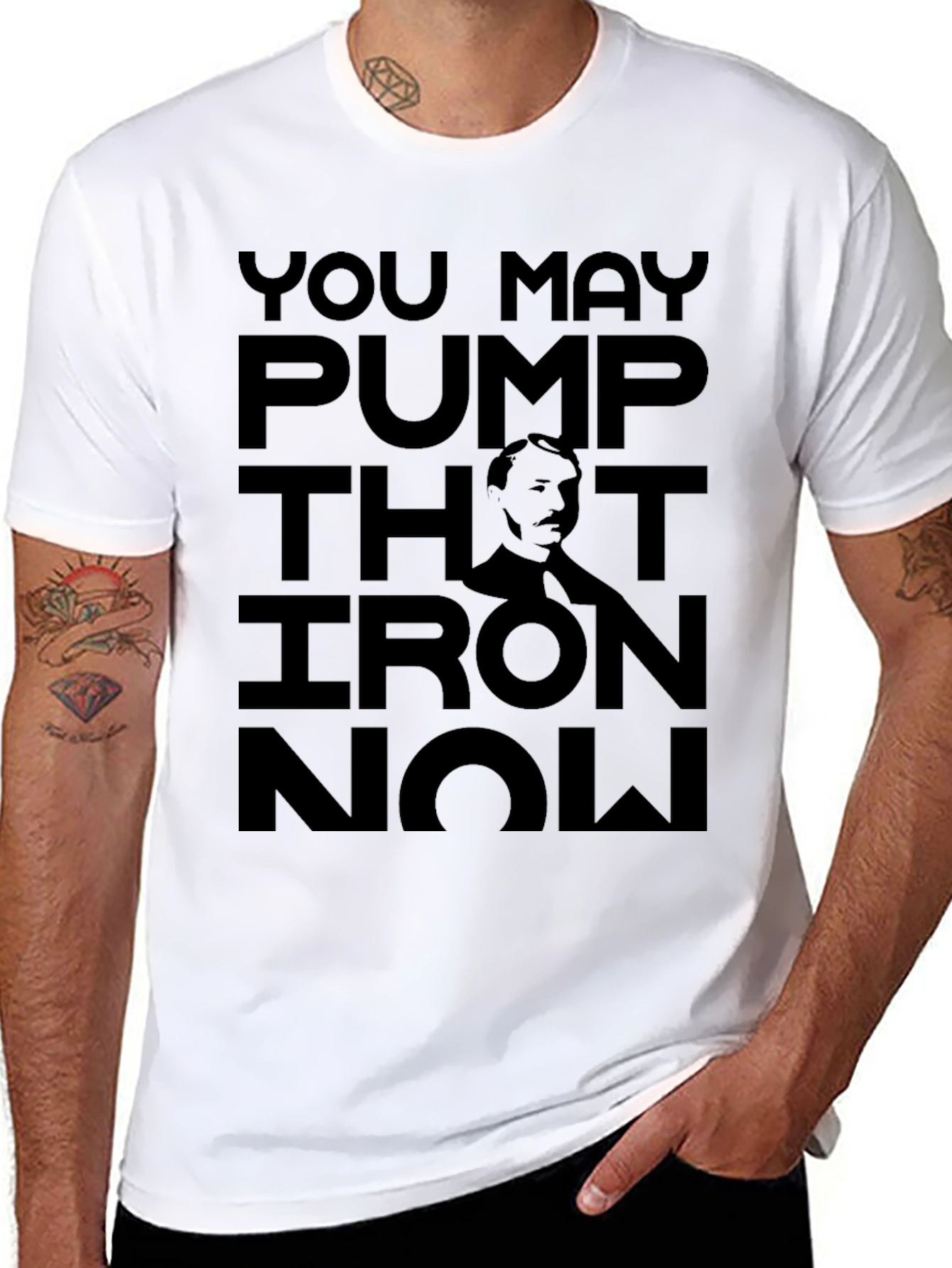 Pump Iron Now Black Graphic Tee