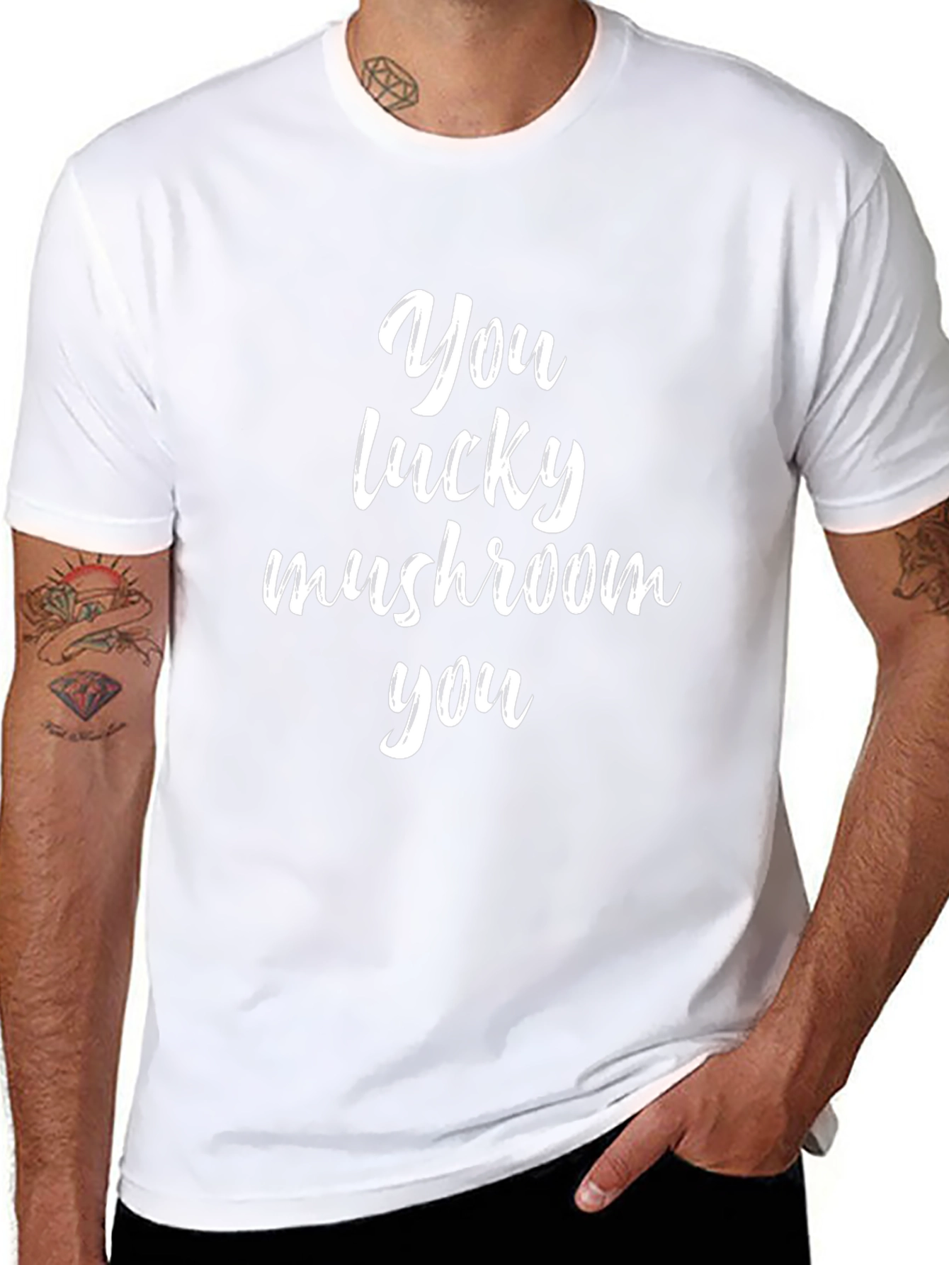 Lucky Mushroom Graphic Tee - Quirky Humor T-Shirt