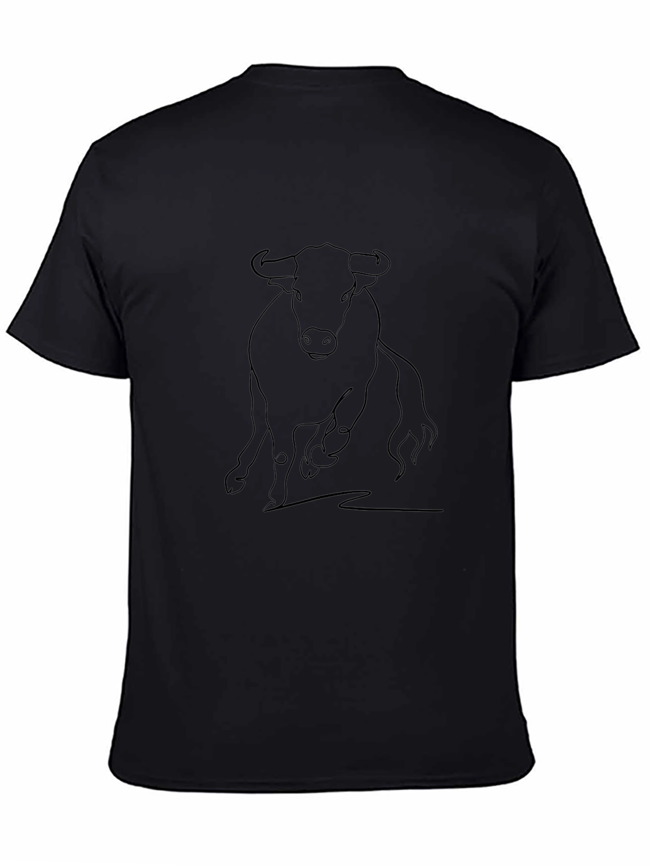 Bull Outline Graphic Tee - Stylish Black T-Shirt