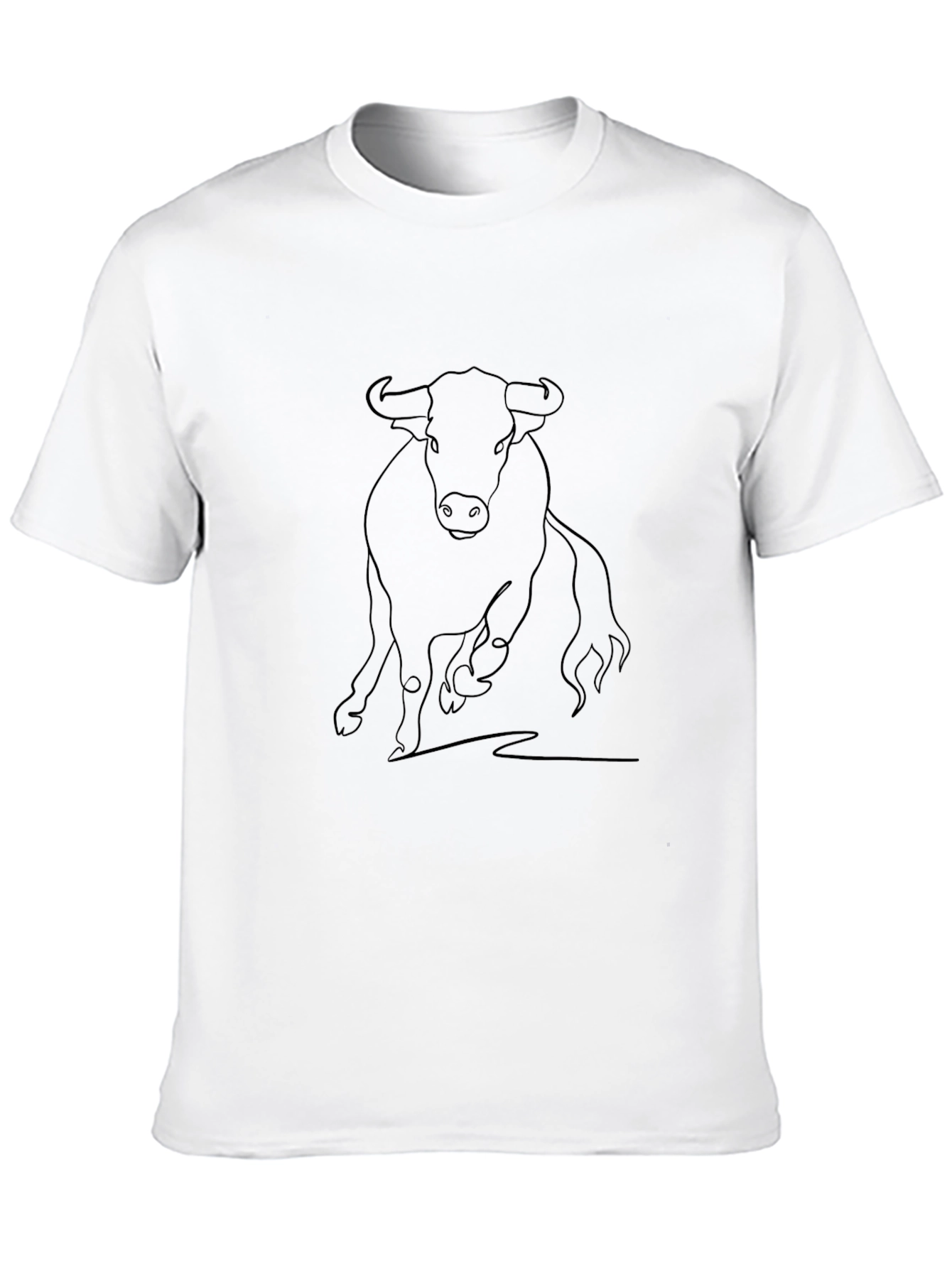 Bull Outline Graphic Tee - Stylish Black T-Shirt