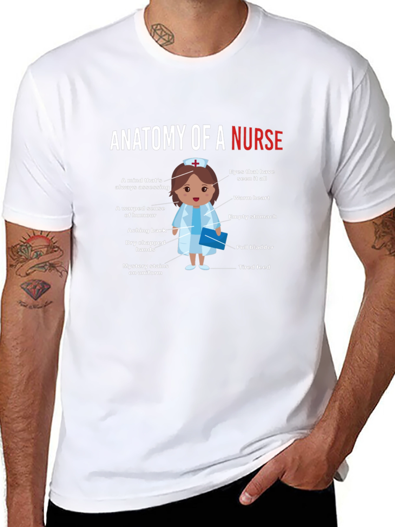 Anatomy of a Nurse Funny Graphic Tee