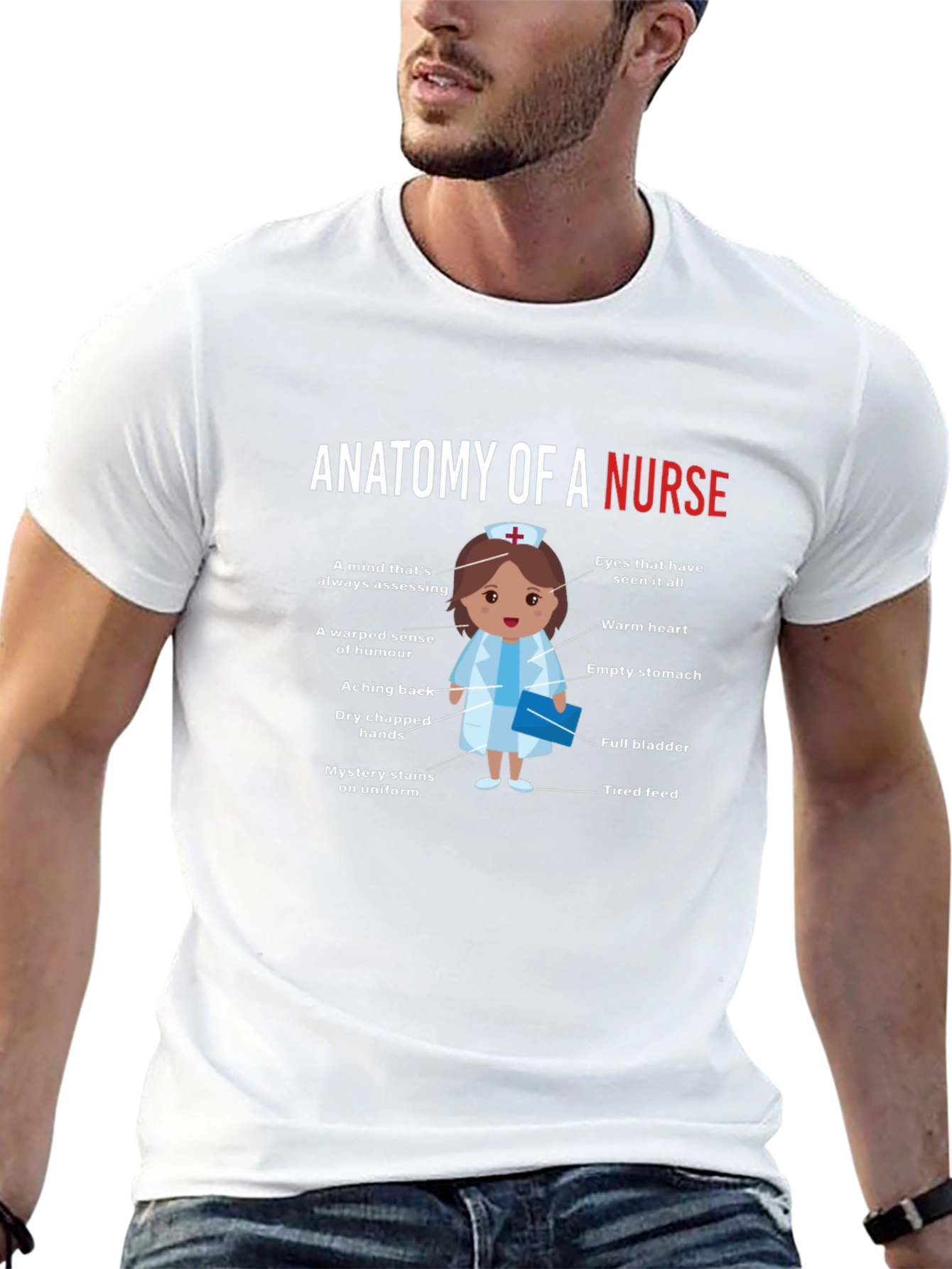Anatomy of a Nurse Funny Graphic Tee