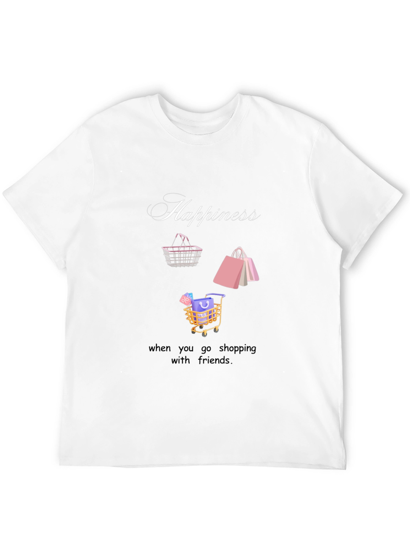 Happiness Shopping Friends Black T-Shirt