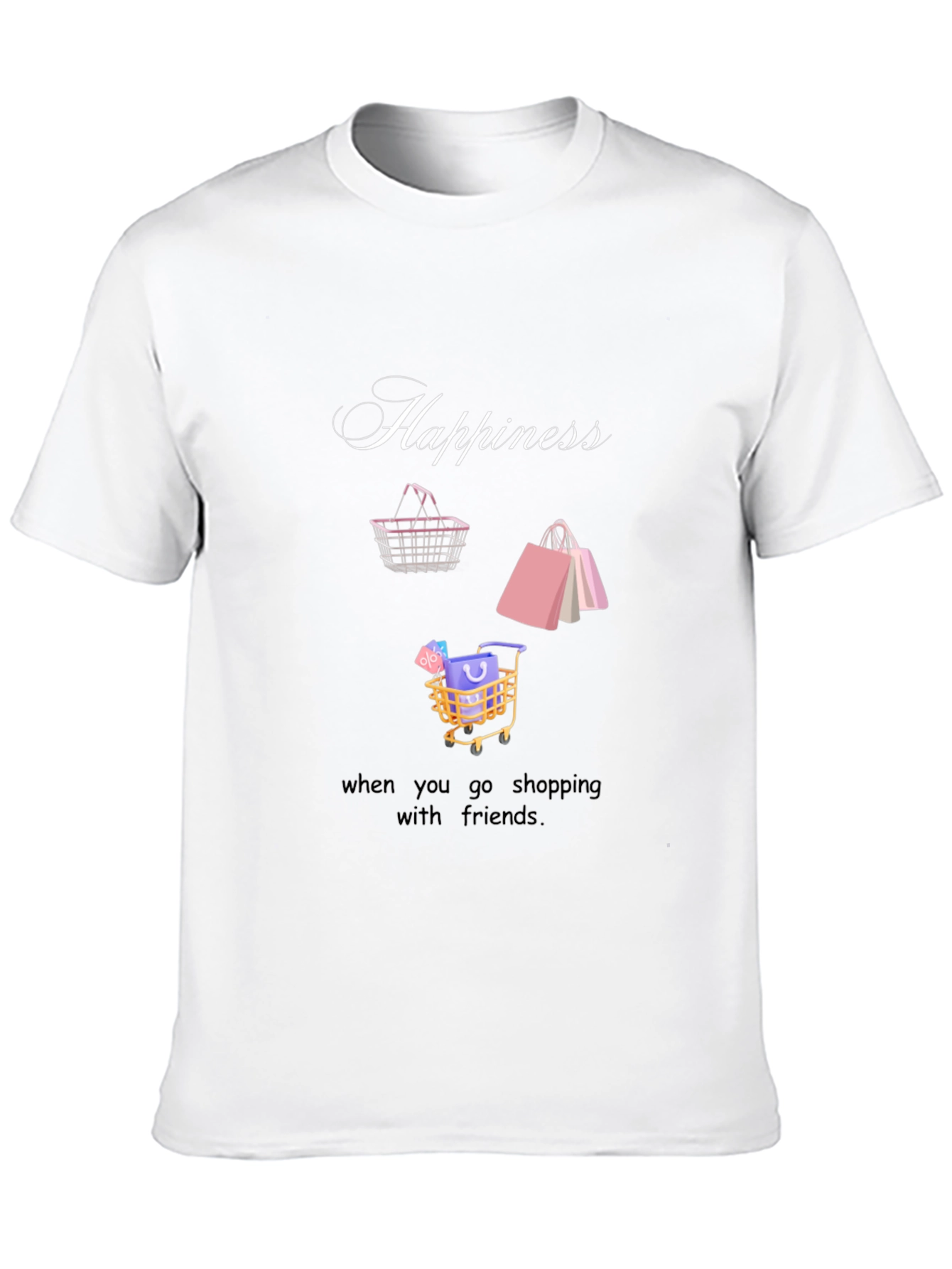 Happiness Shopping Friends Black T-Shirt