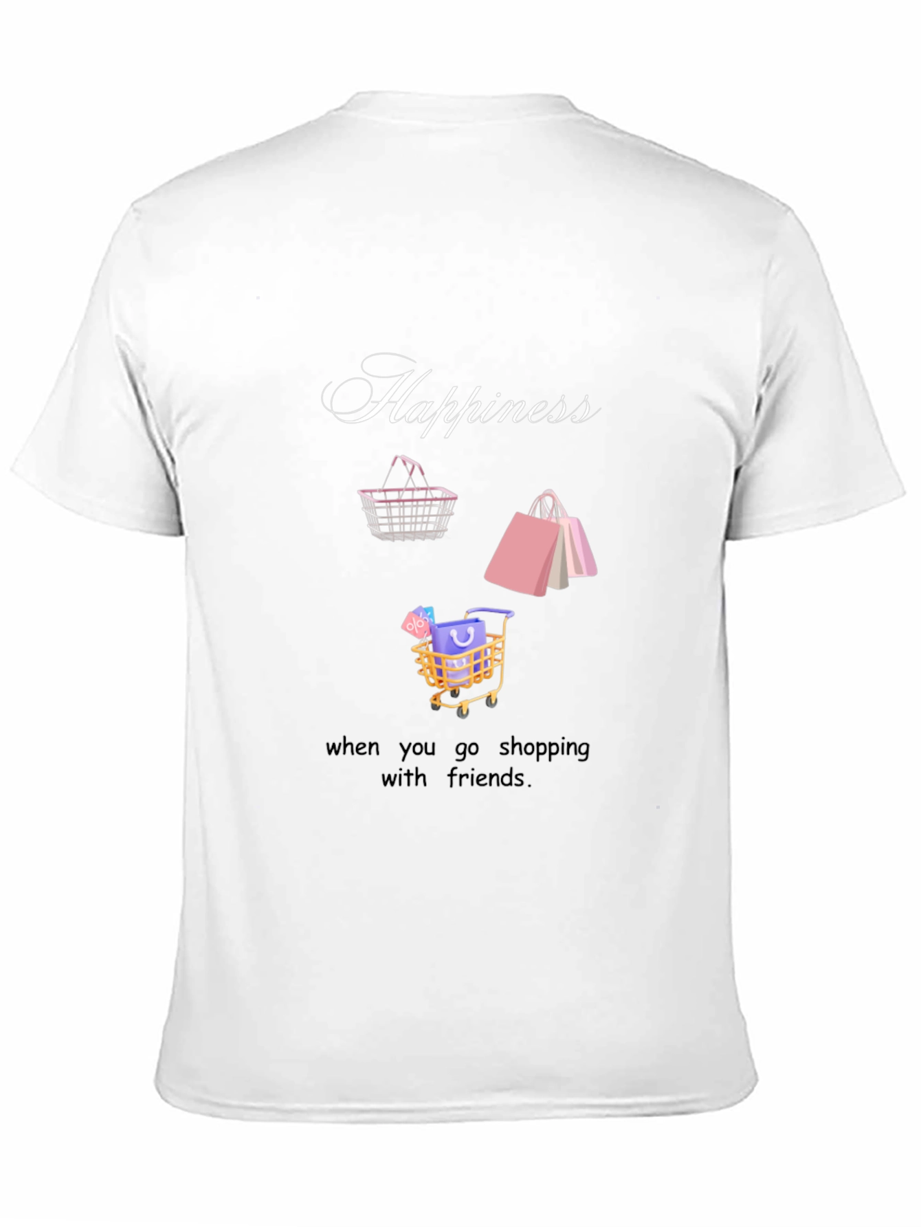Happiness Shopping Friends Black T-Shirt