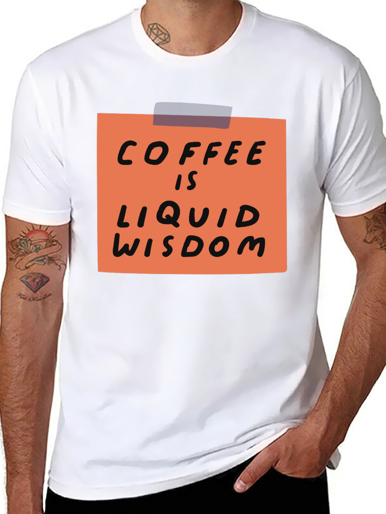 Coffee is Liquid Wisdom Graphic T-Shirt - Black