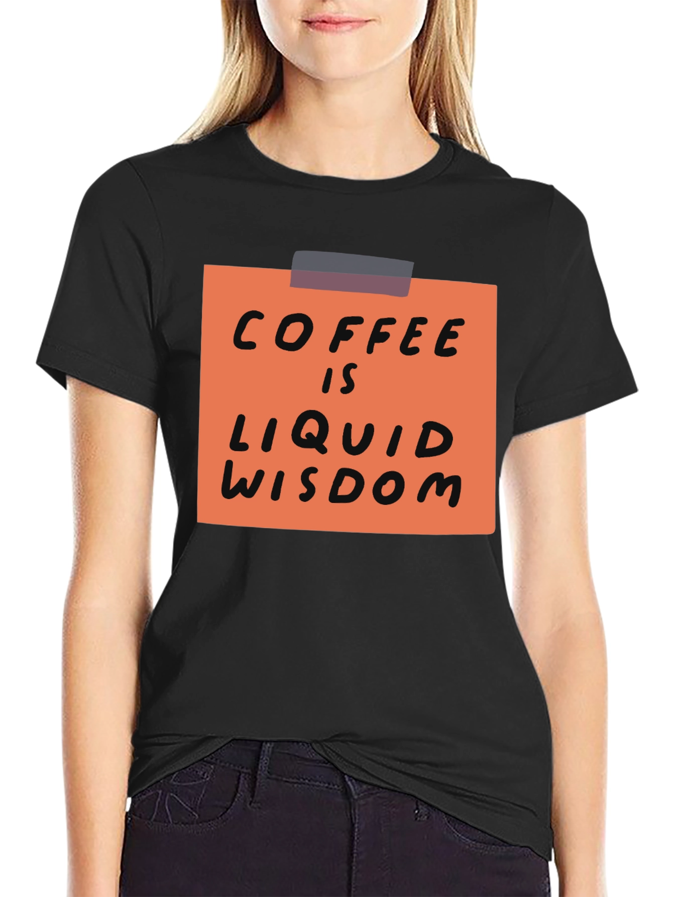 Coffee is Liquid Wisdom Graphic T-Shirt - Black