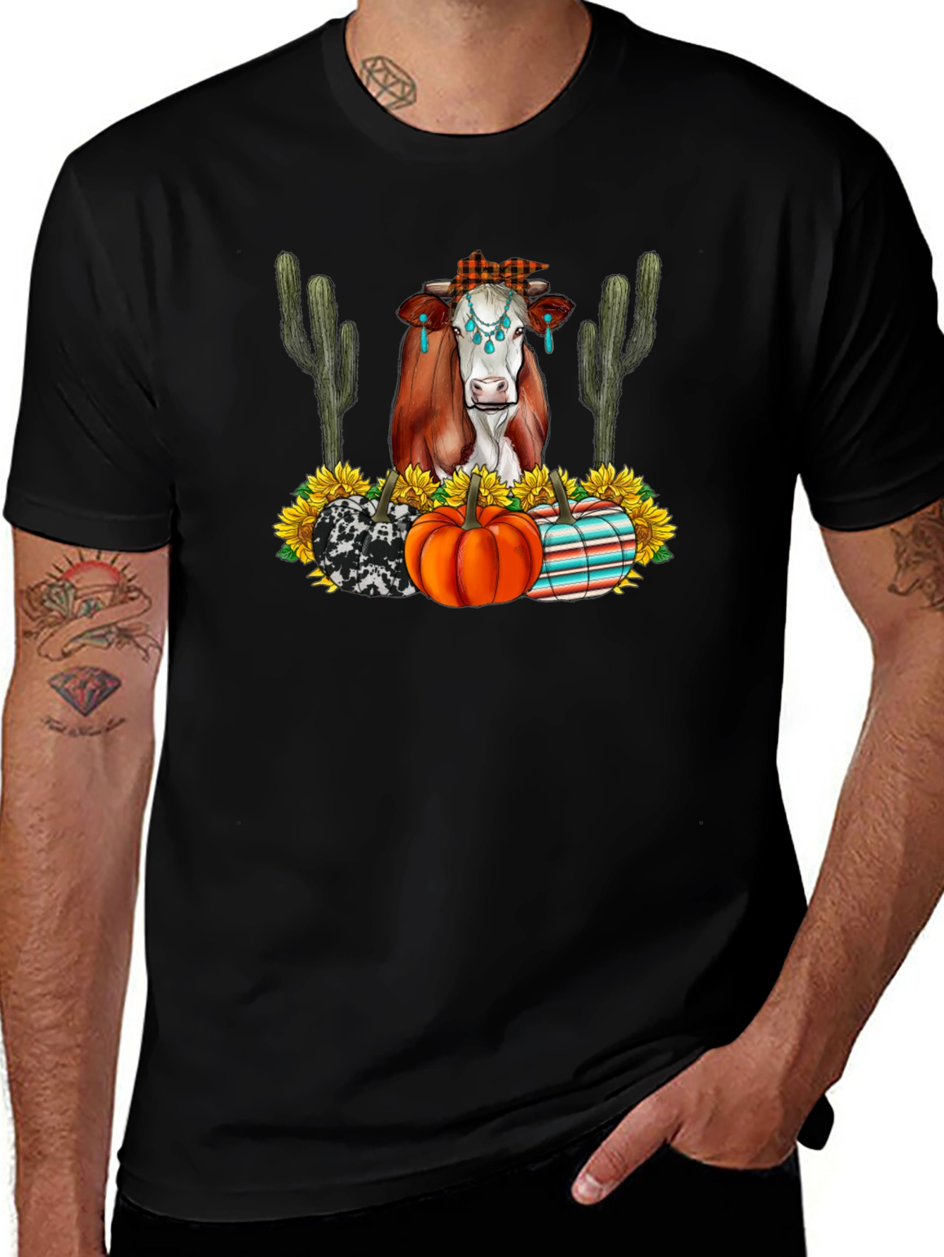 Autumn Cow Graphic Tee - Country Chic Comfort