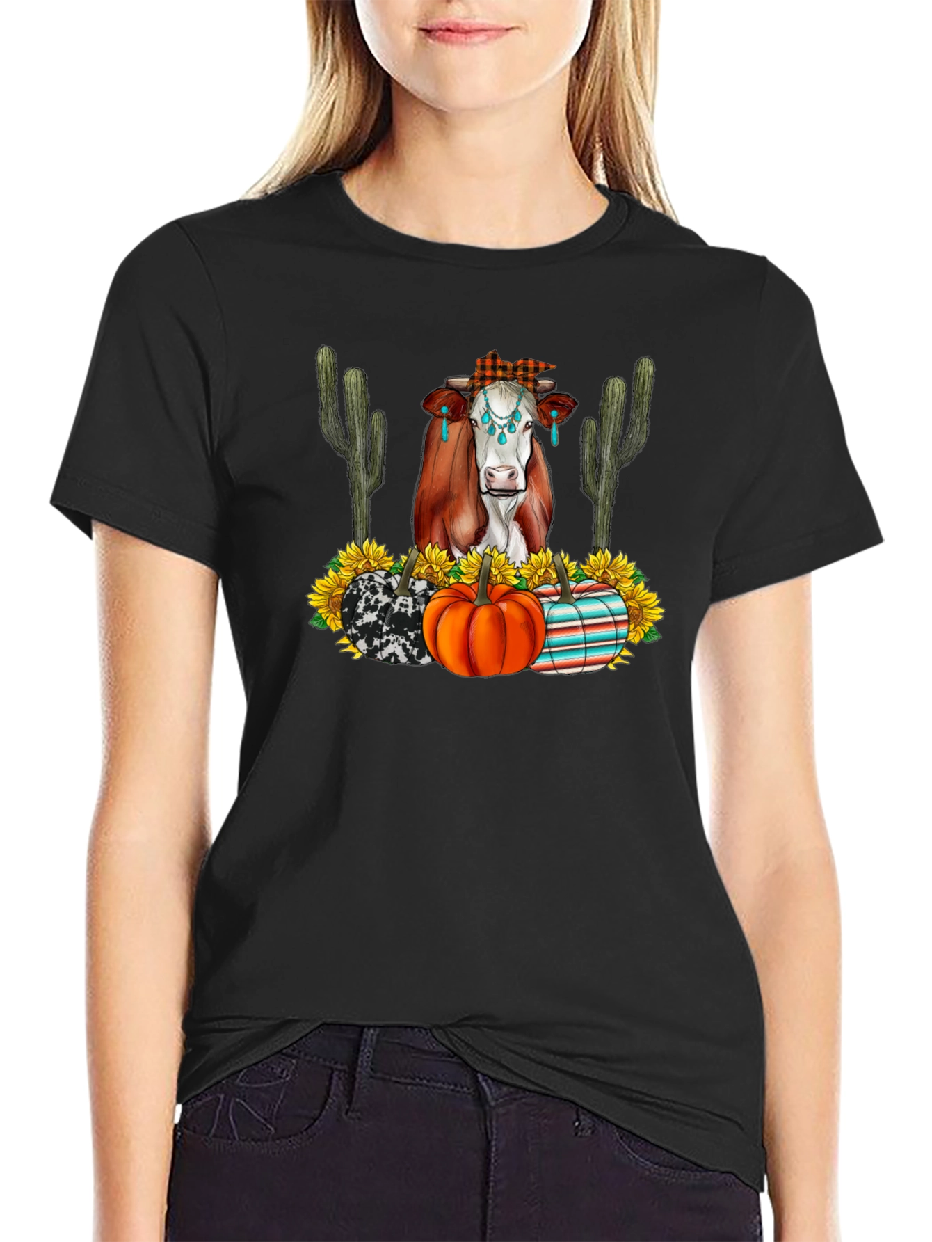 Autumn Cow Graphic Tee - Country Chic Comfort