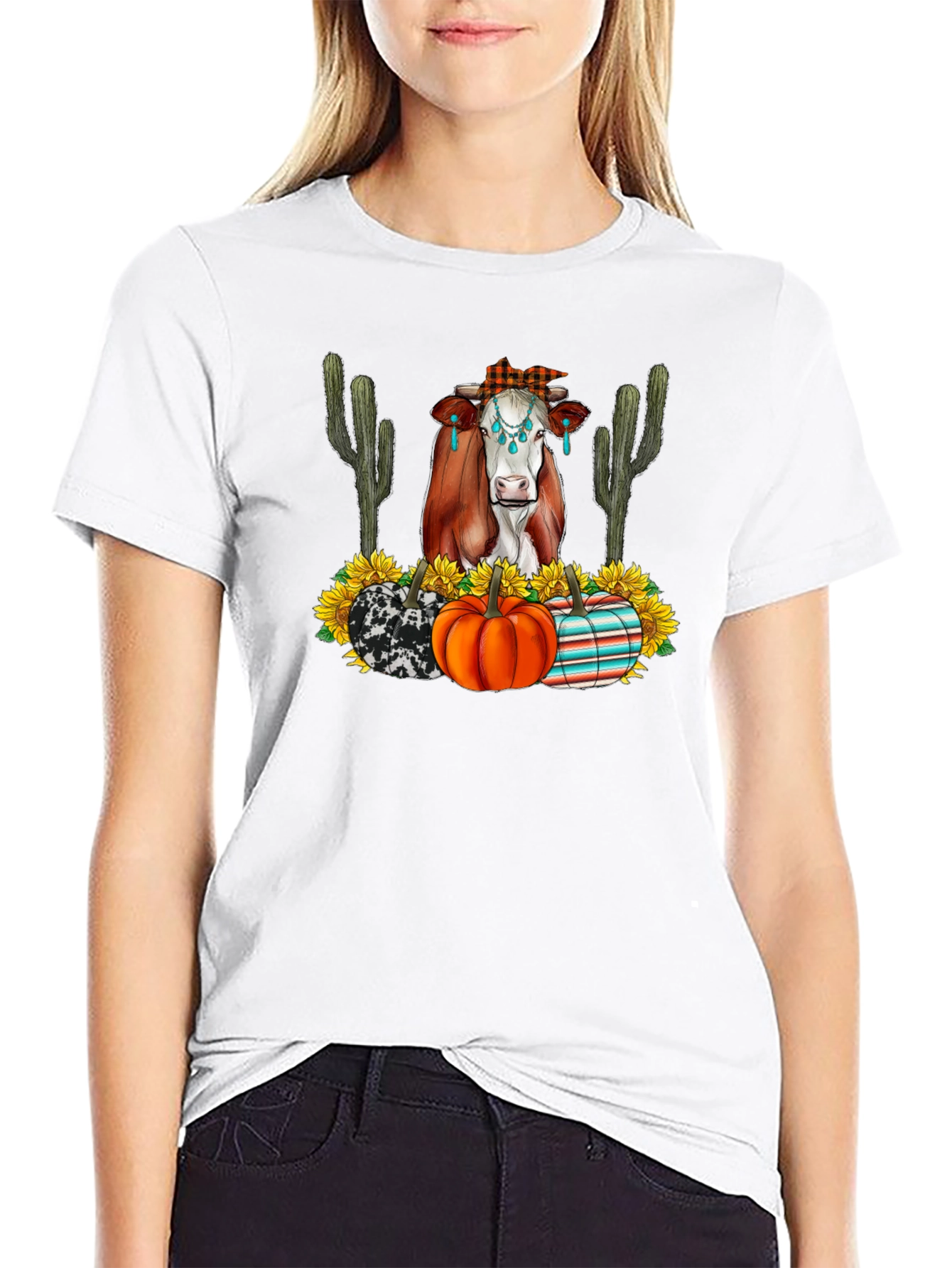 Autumn Cow Graphic Tee - Country Chic Comfort