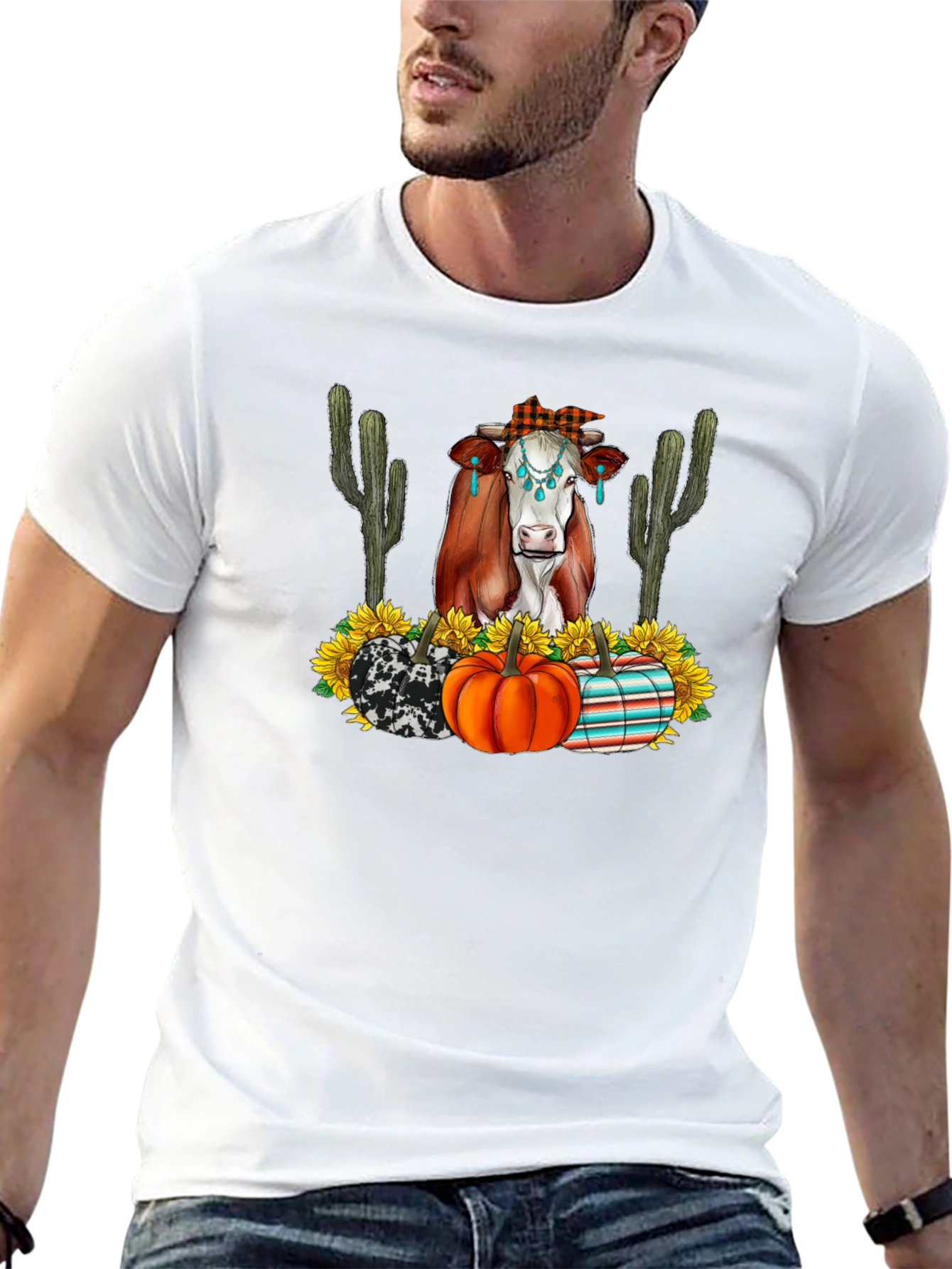 Autumn Cow Graphic Tee - Country Chic Comfort