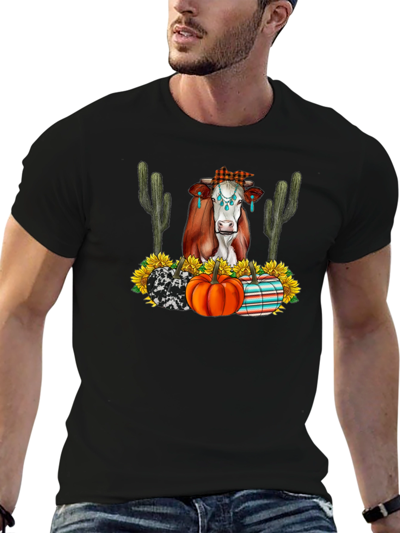 Autumn Cow Graphic Tee - Country Chic Comfort