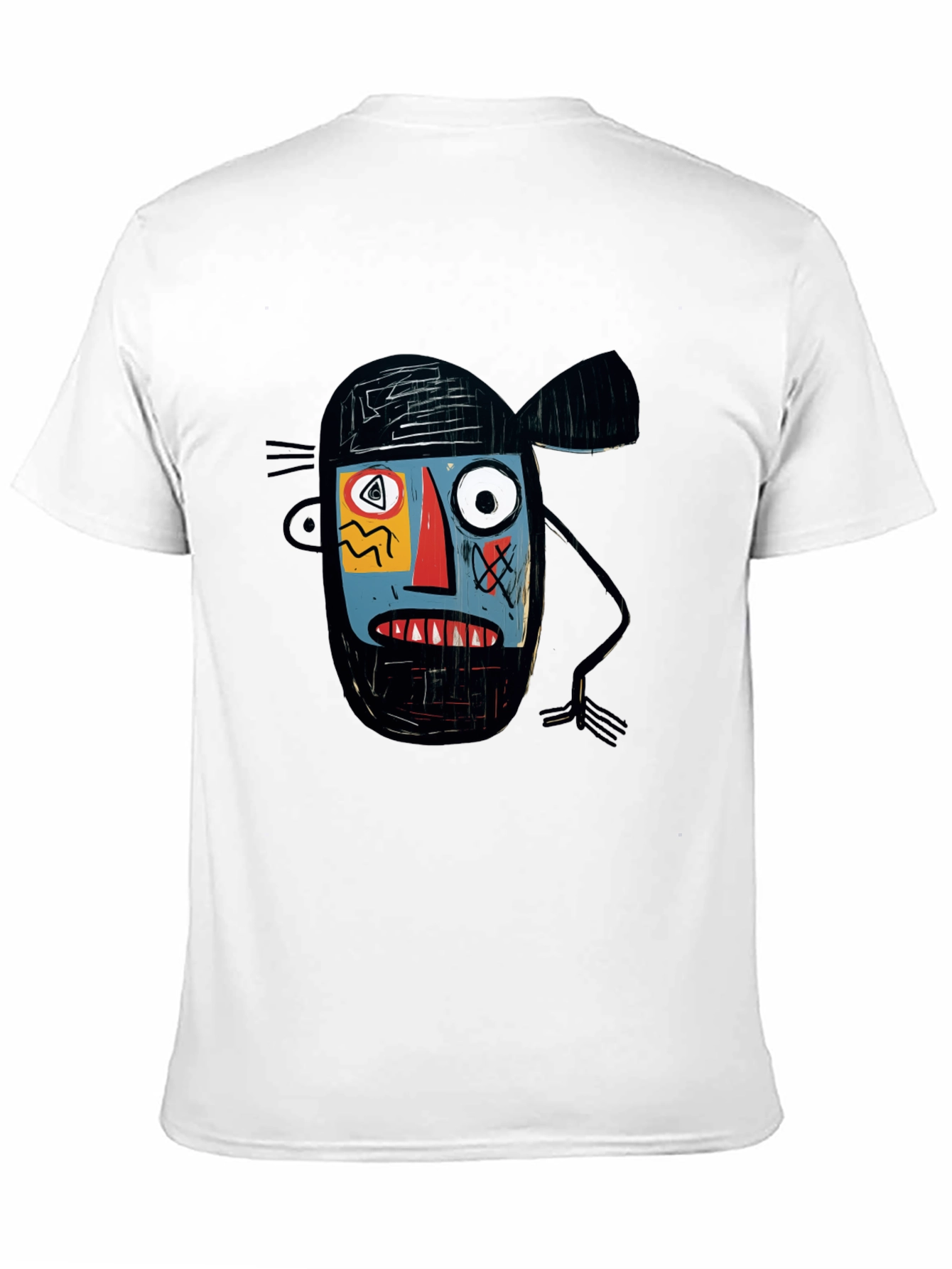 Abstract Face Graphic Print Black T-Shirt