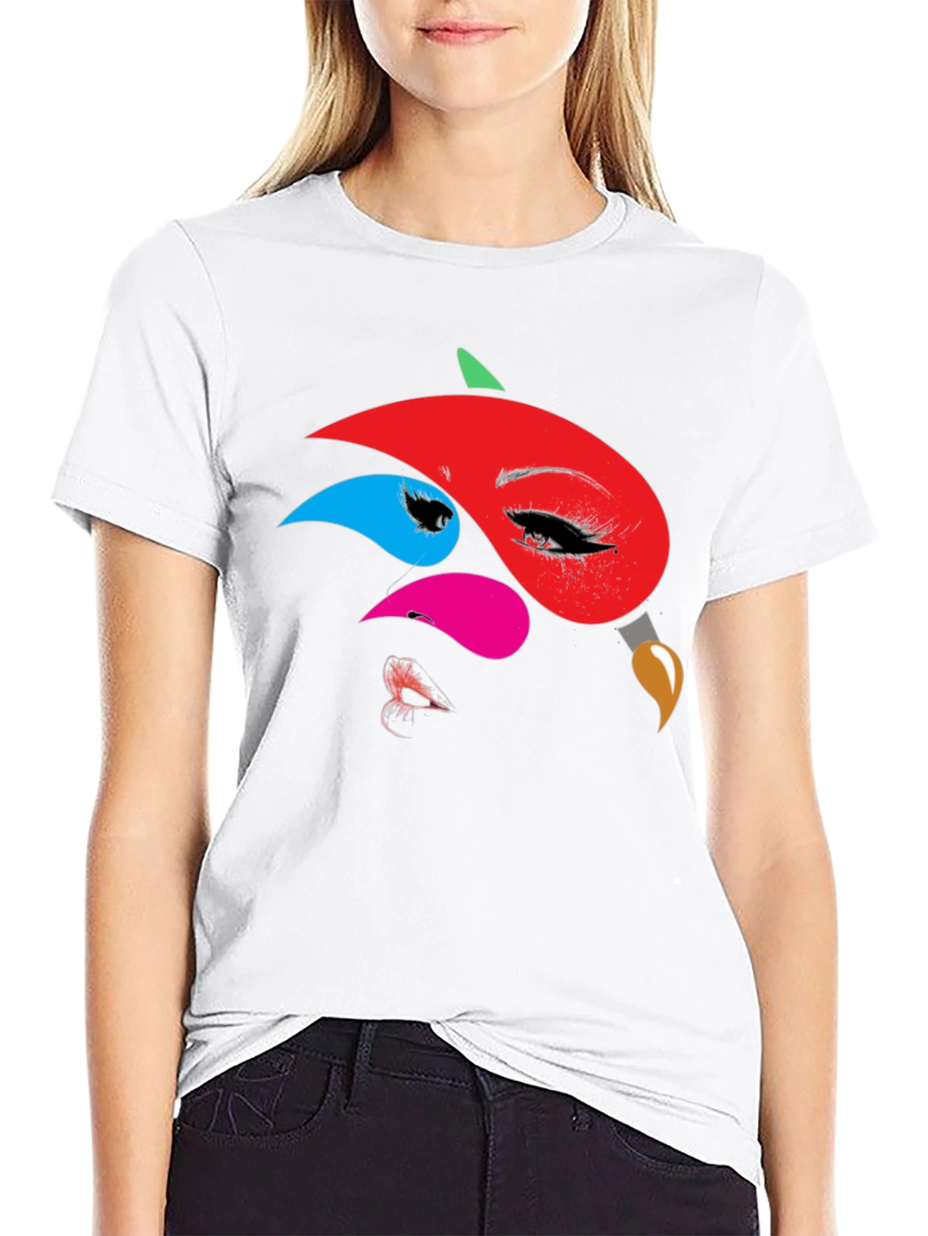 Abstract Face Graphic Print Tee