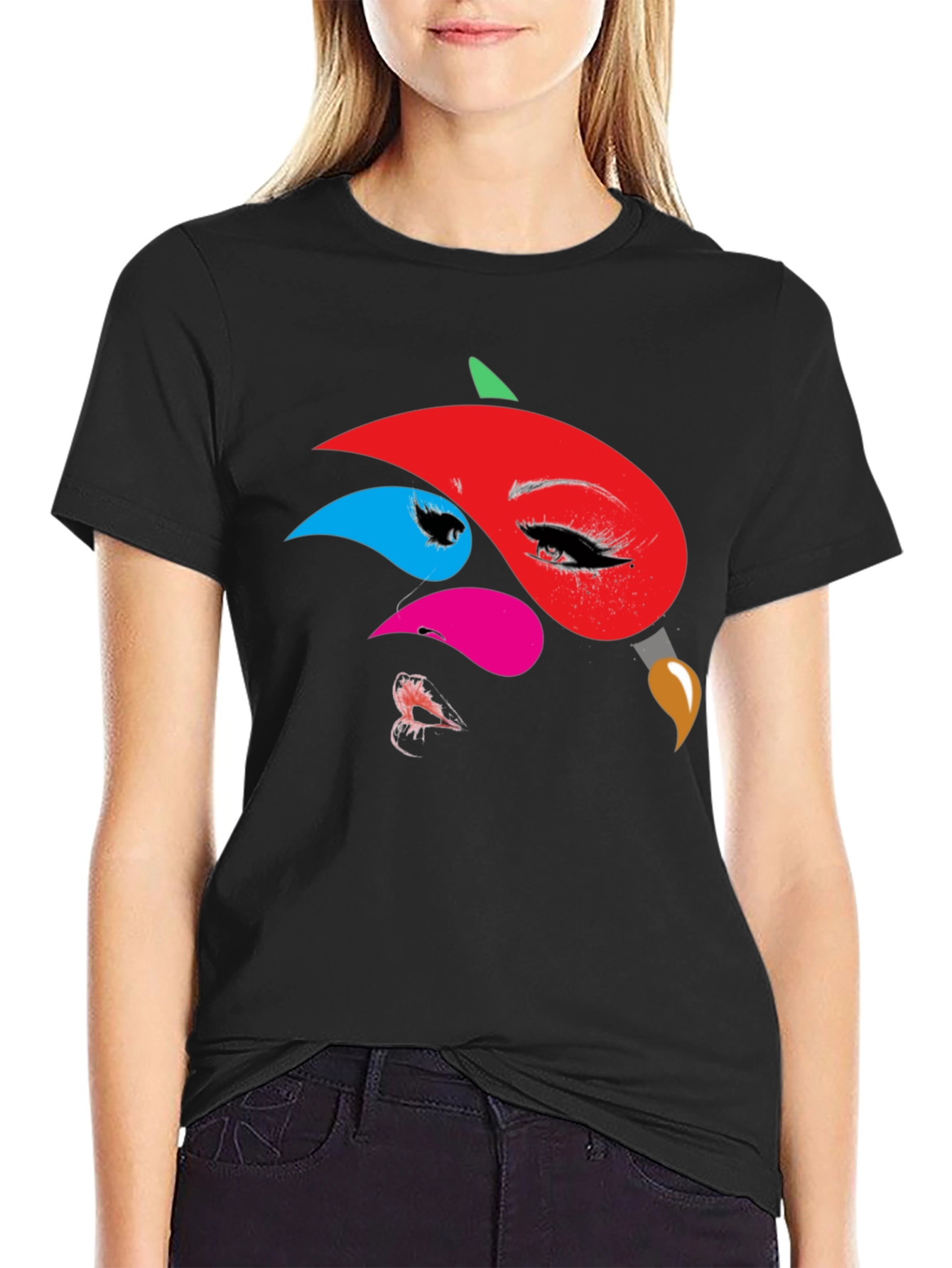Abstract Face Graphic Print Tee