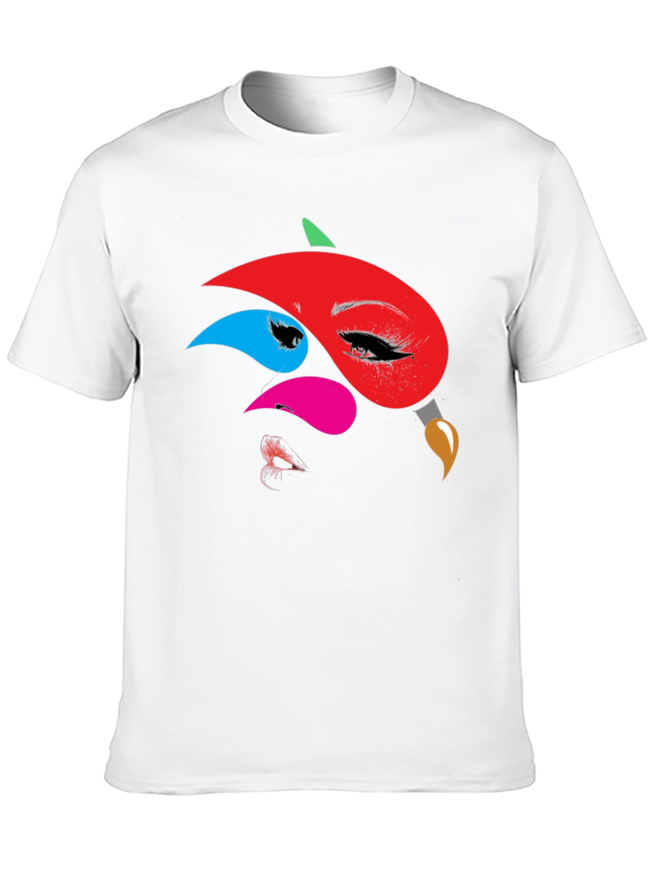 Abstract Face Graphic Print Tee