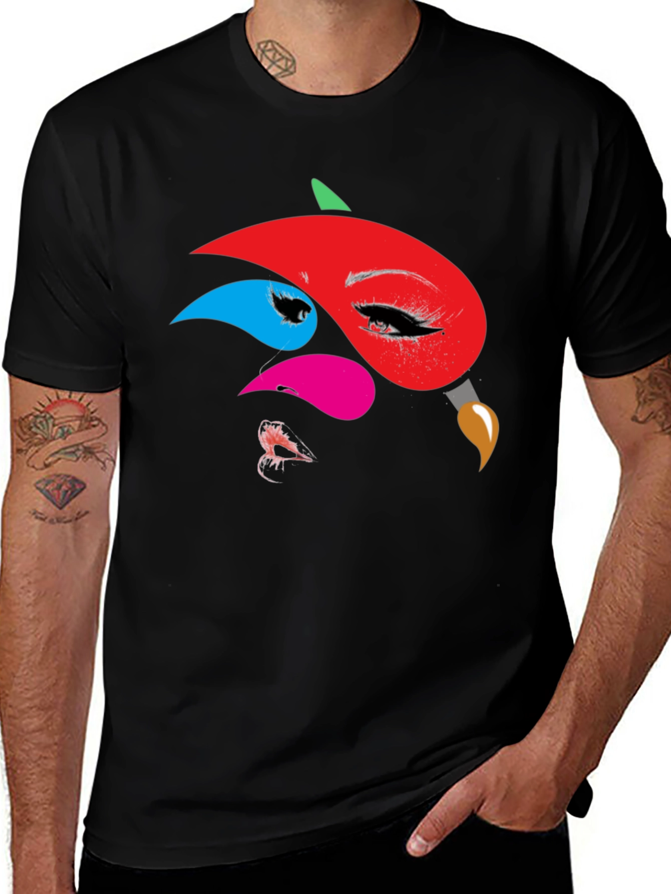 Abstract Face Graphic Print Tee