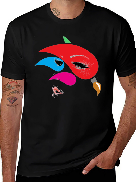 Abstract Face Graphic Print Tee