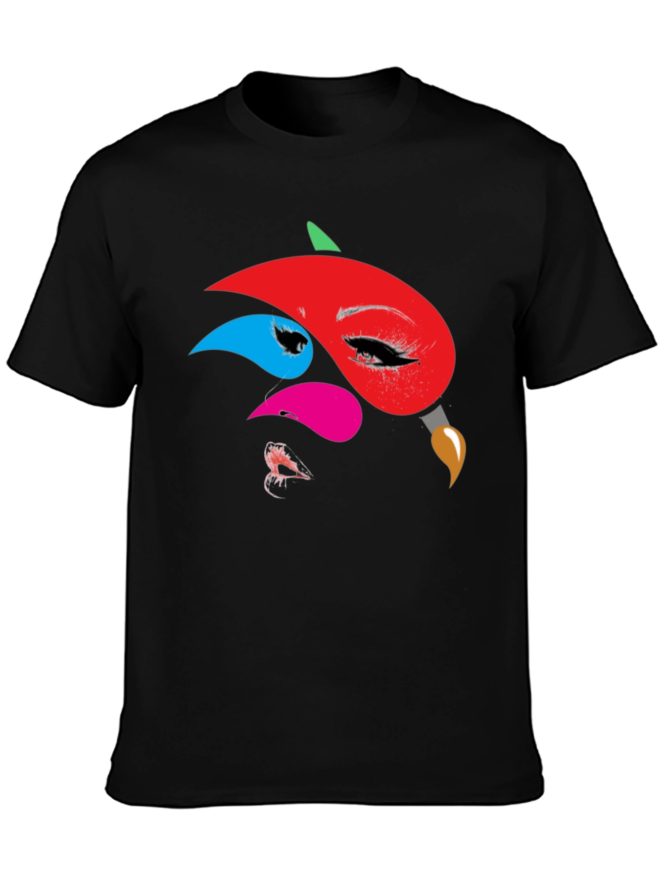 Abstract Face Graphic Print Tee