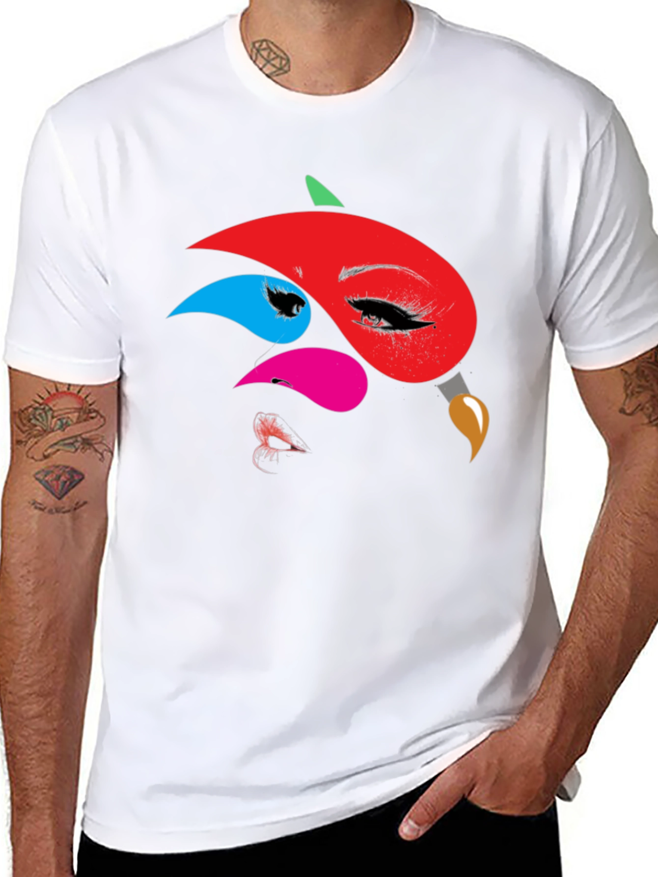 Abstract Face Graphic Print Tee