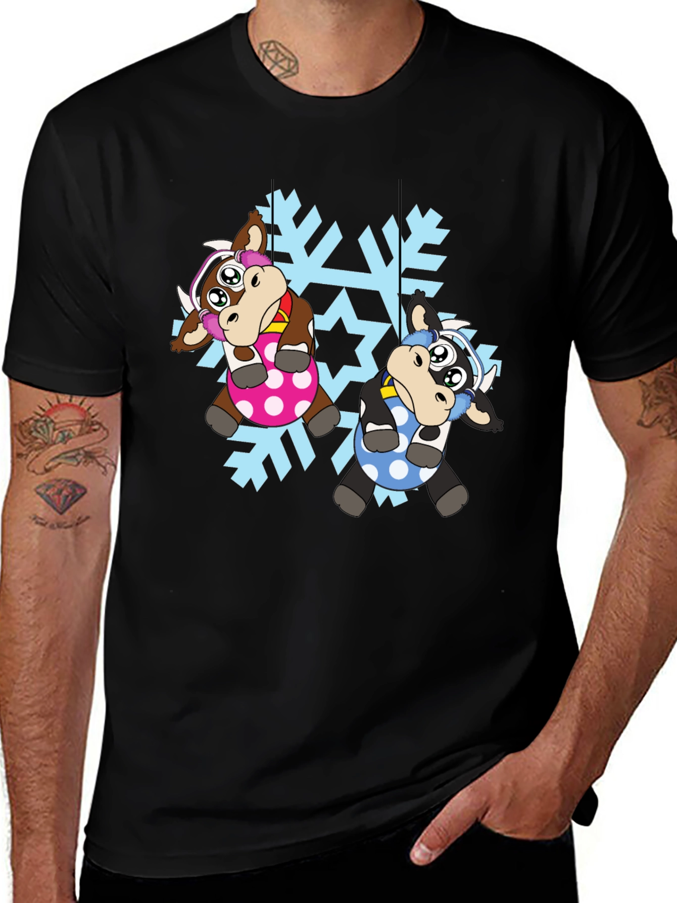 Cute Cow Snowflake Christmas T-Shirt