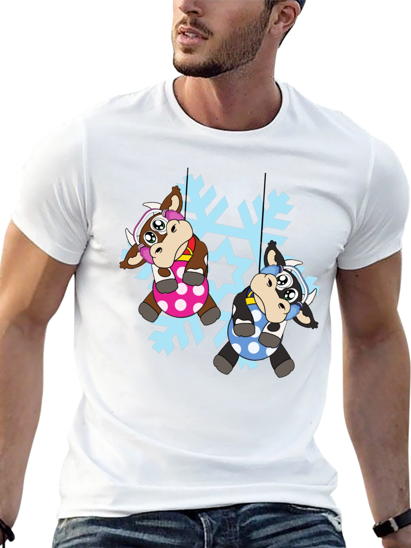 Cute Cow Snowflake Christmas T-Shirt