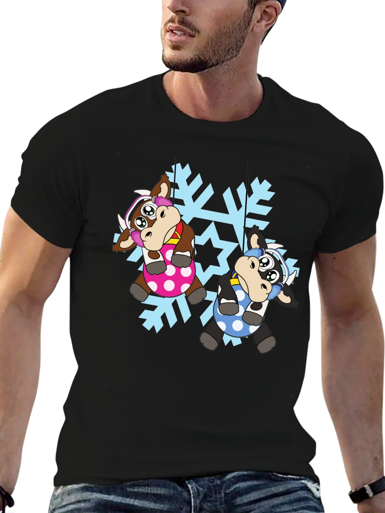 Cute Cow Snowflake Christmas T-Shirt
