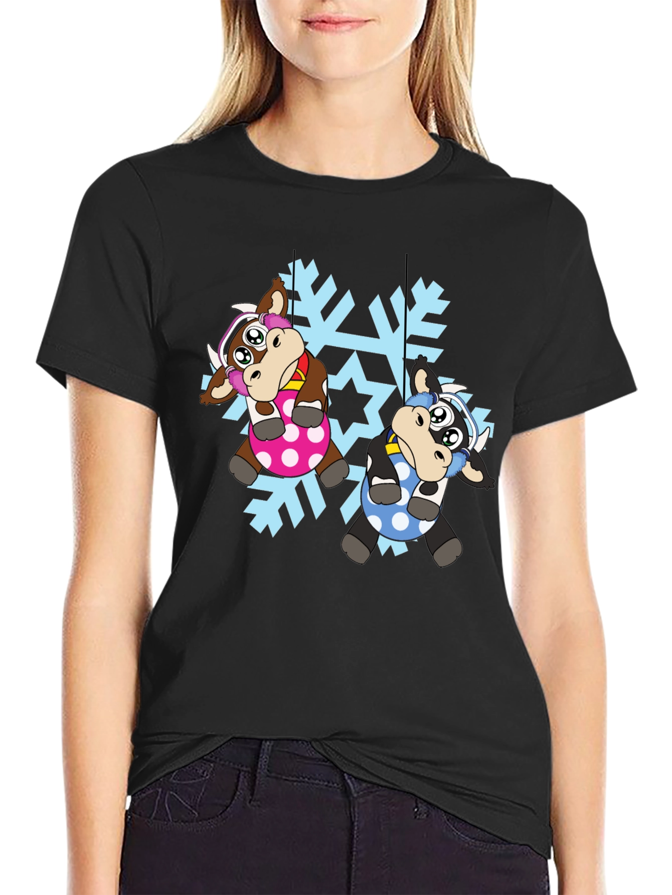 Cute Cow Snowflake Christmas T-Shirt