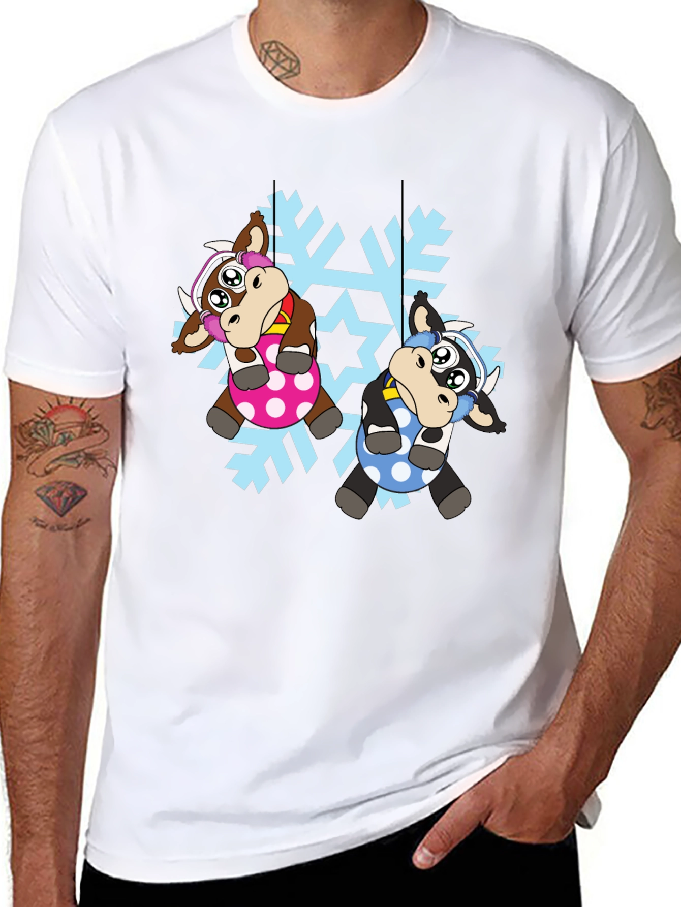 Cute Cow Snowflake Christmas T-Shirt
