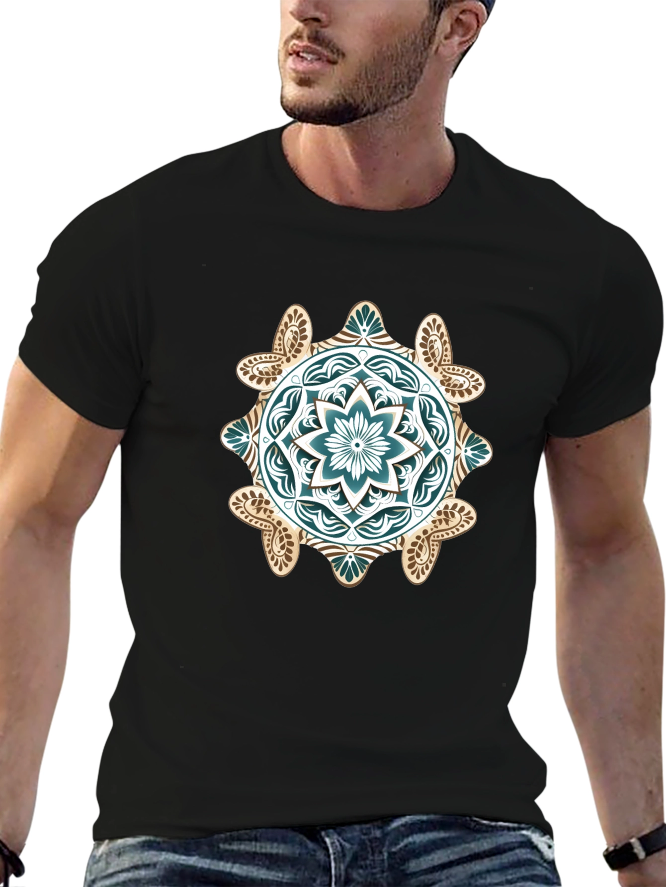 Mandala Graphic Print Black T-Shirt