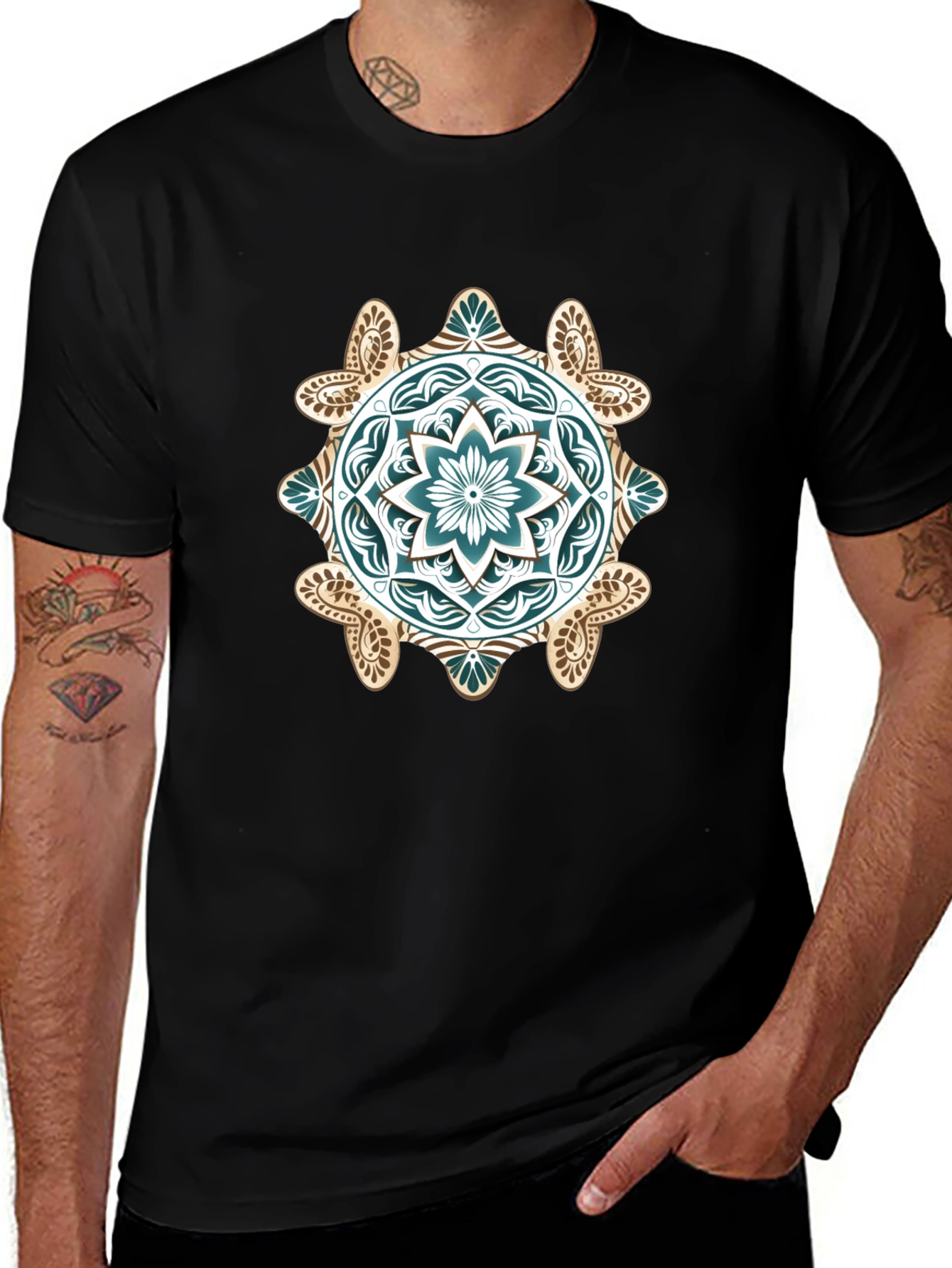 Mandala Graphic Print Black T-Shirt
