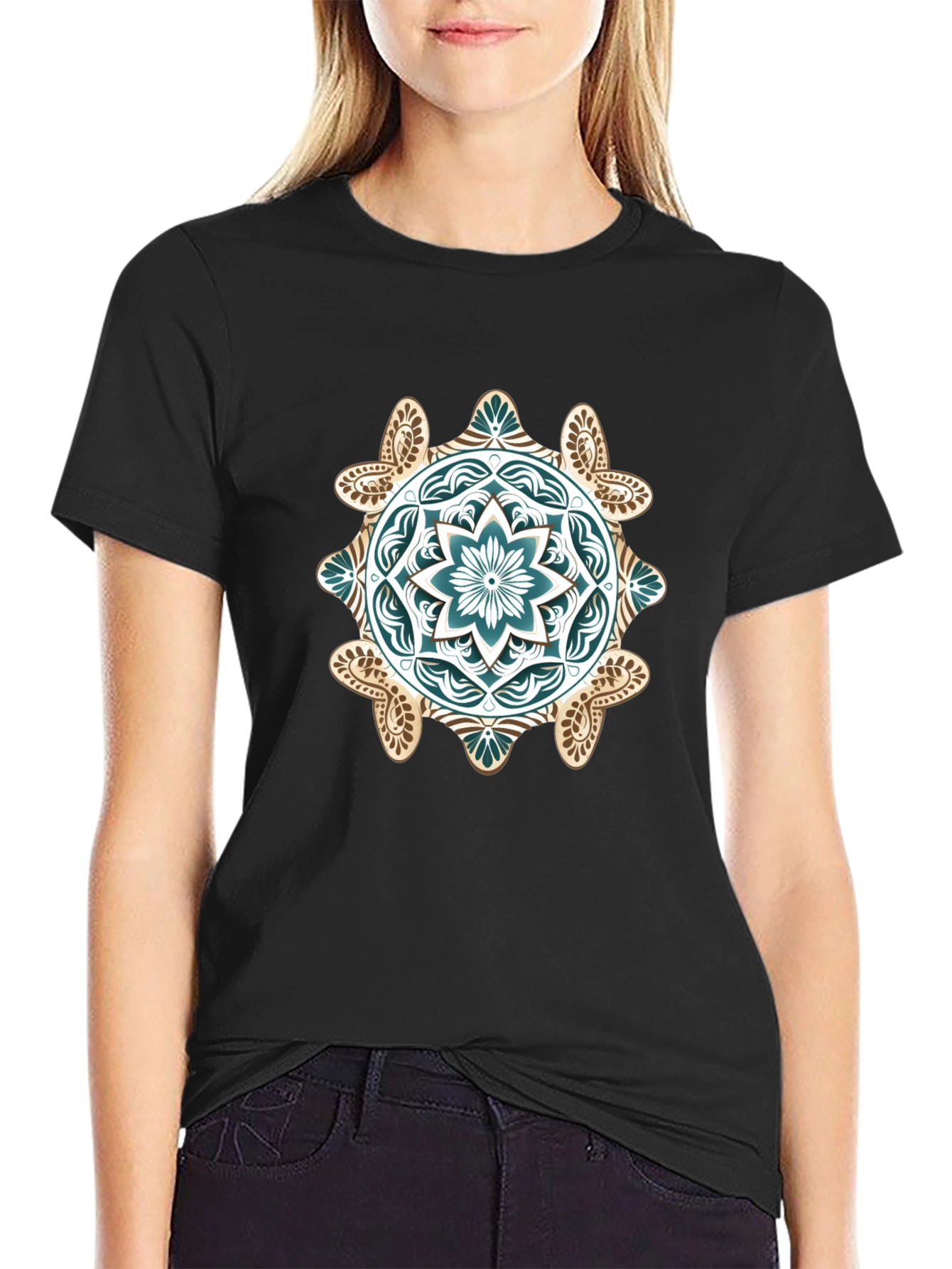 Mandala Graphic Print Black T-Shirt