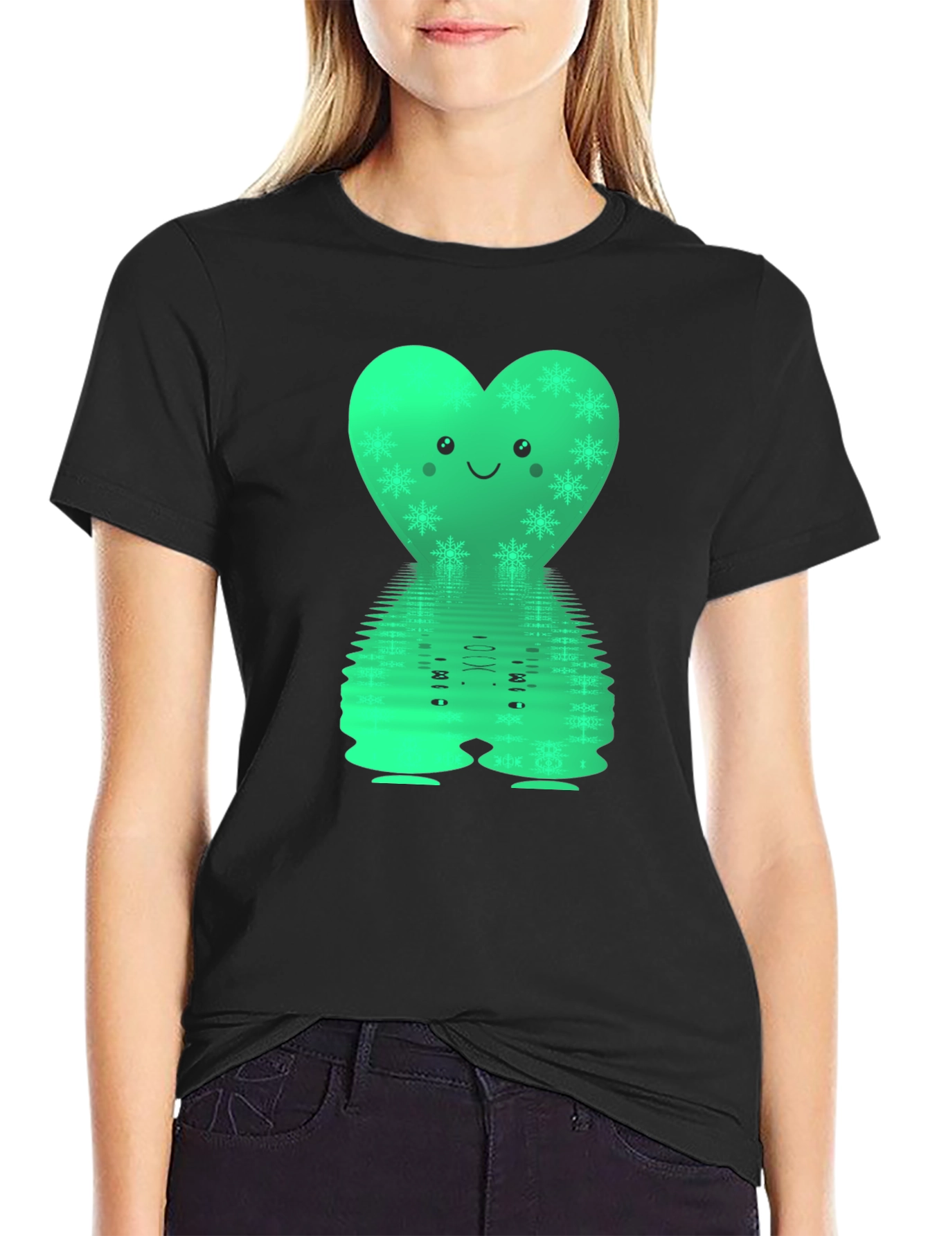 Heart Snowflake Reflection Graphic Tee