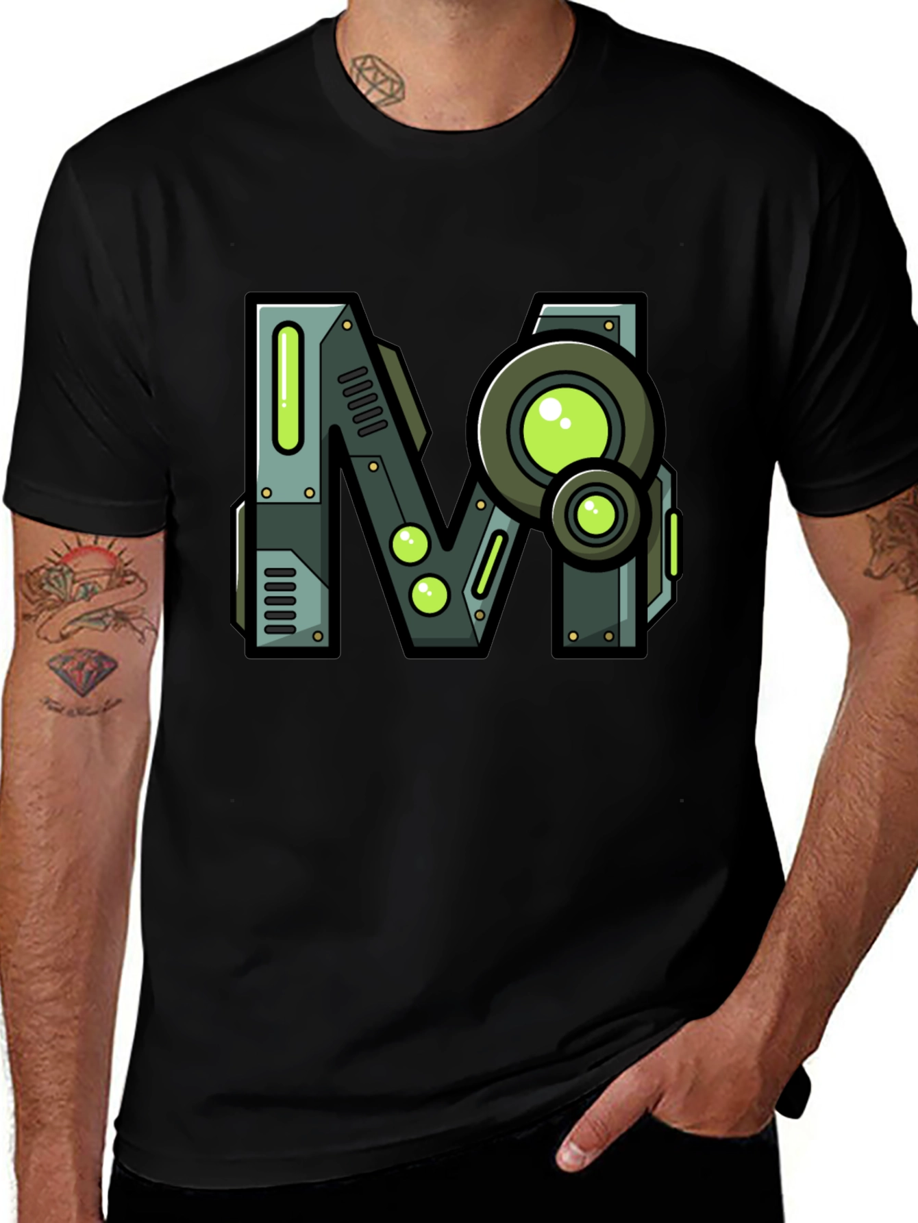 Steampunk M Graphic Print Black T-Shirt
