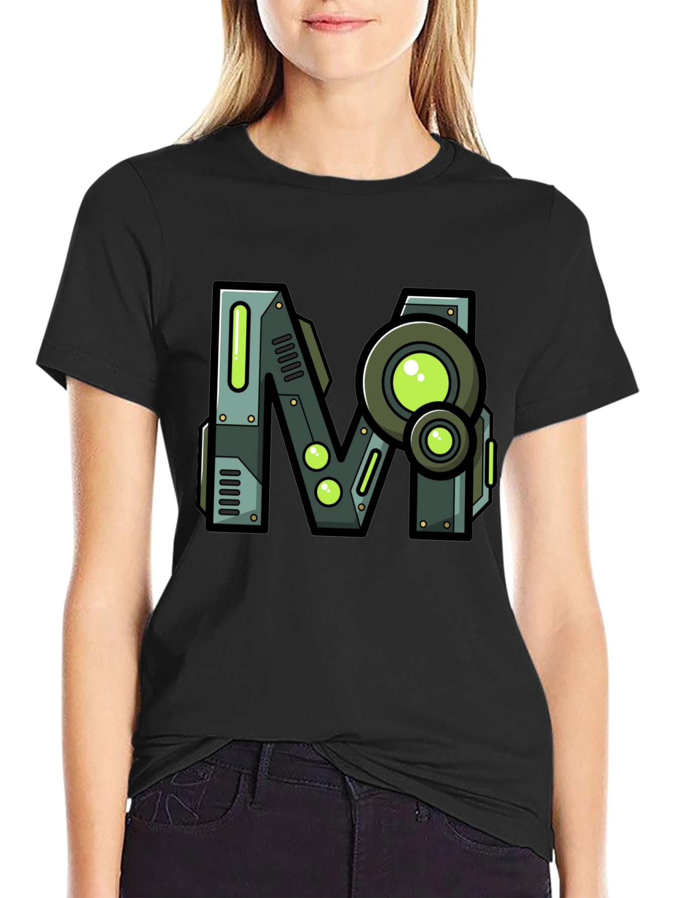Steampunk M Graphic Print Black T-Shirt