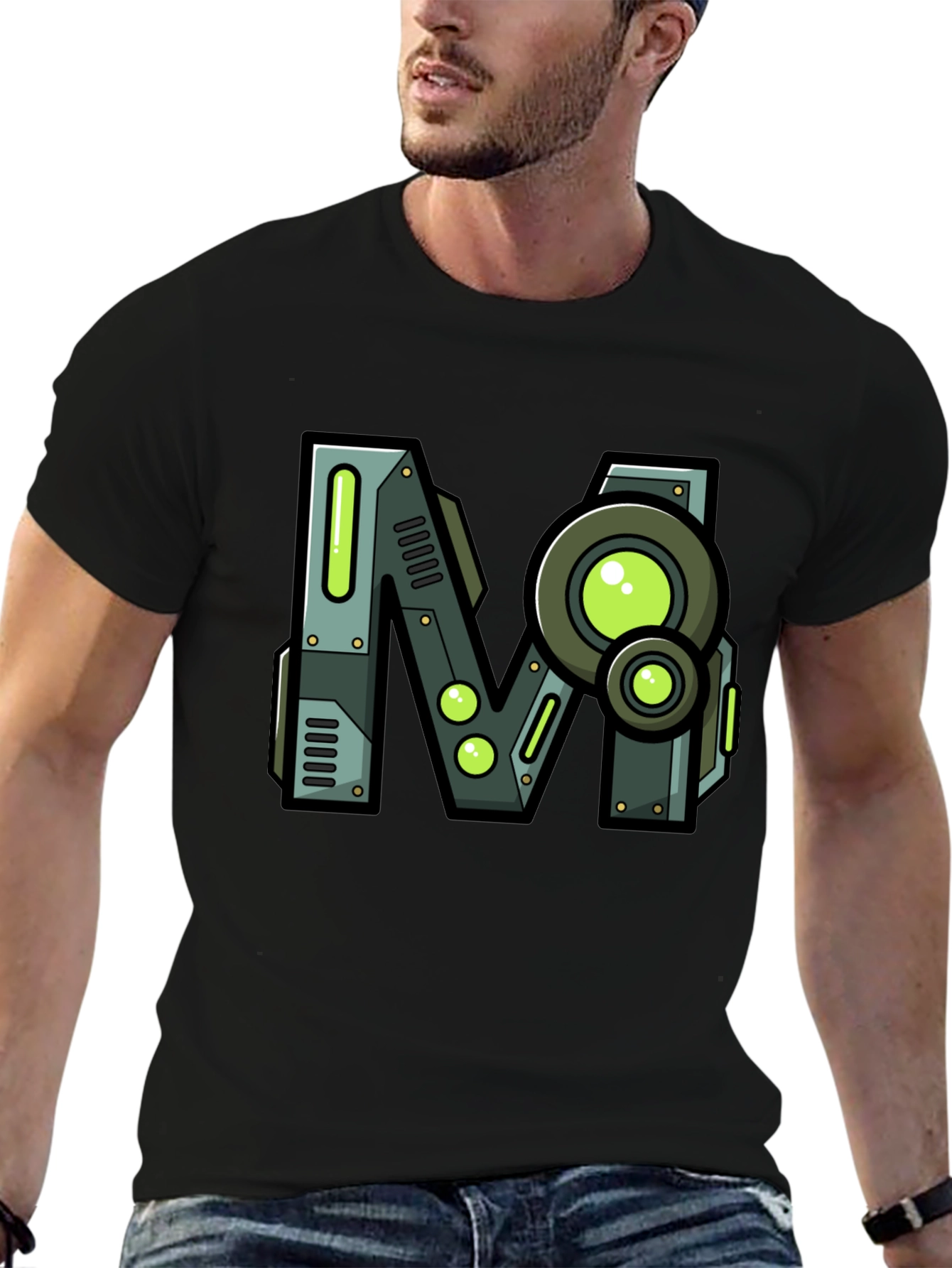 Steampunk M Graphic Print Black T-Shirt